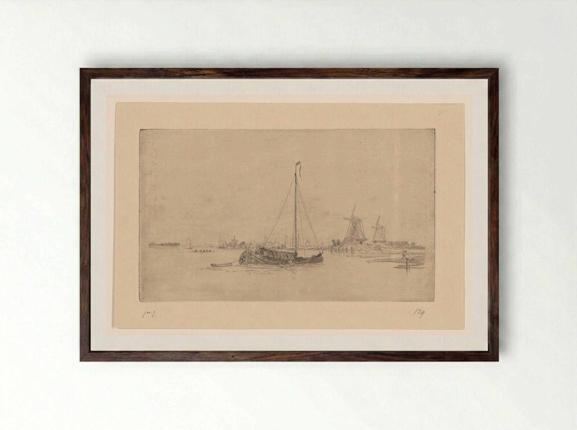 Zeilboot voor Dordrecht - Carel Nicolaas Storm van 's-Gravesande - Framed Print Dark Wood