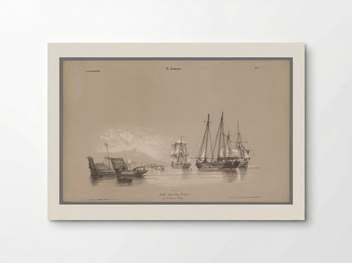Zeilschepen in de haven - Bernard Romain Julien - Poster