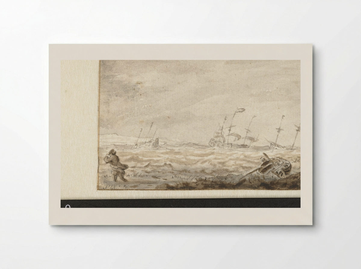 Zeilschepen op ruwe zee - Pieter Coopse - Poster