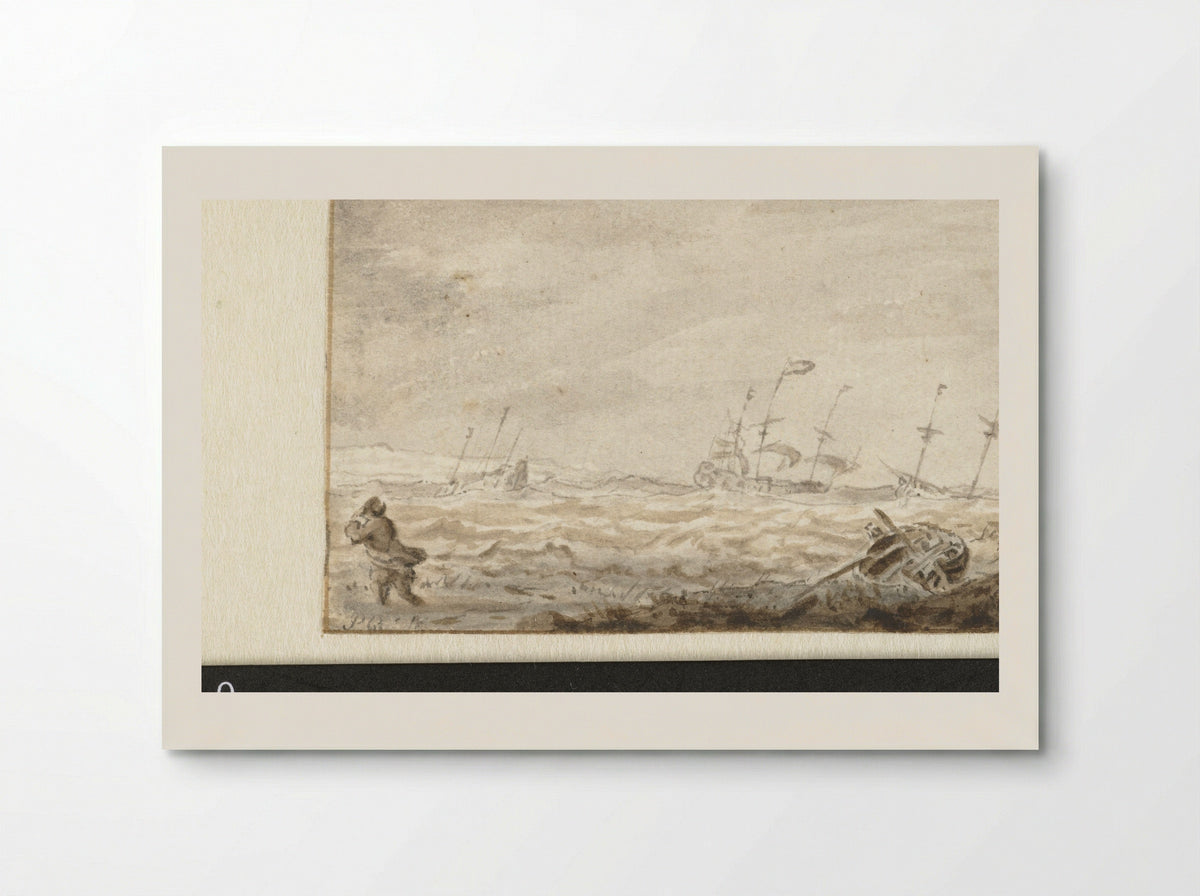 Zeilschepen op ruwe zee - Pieter Coopse - Poster