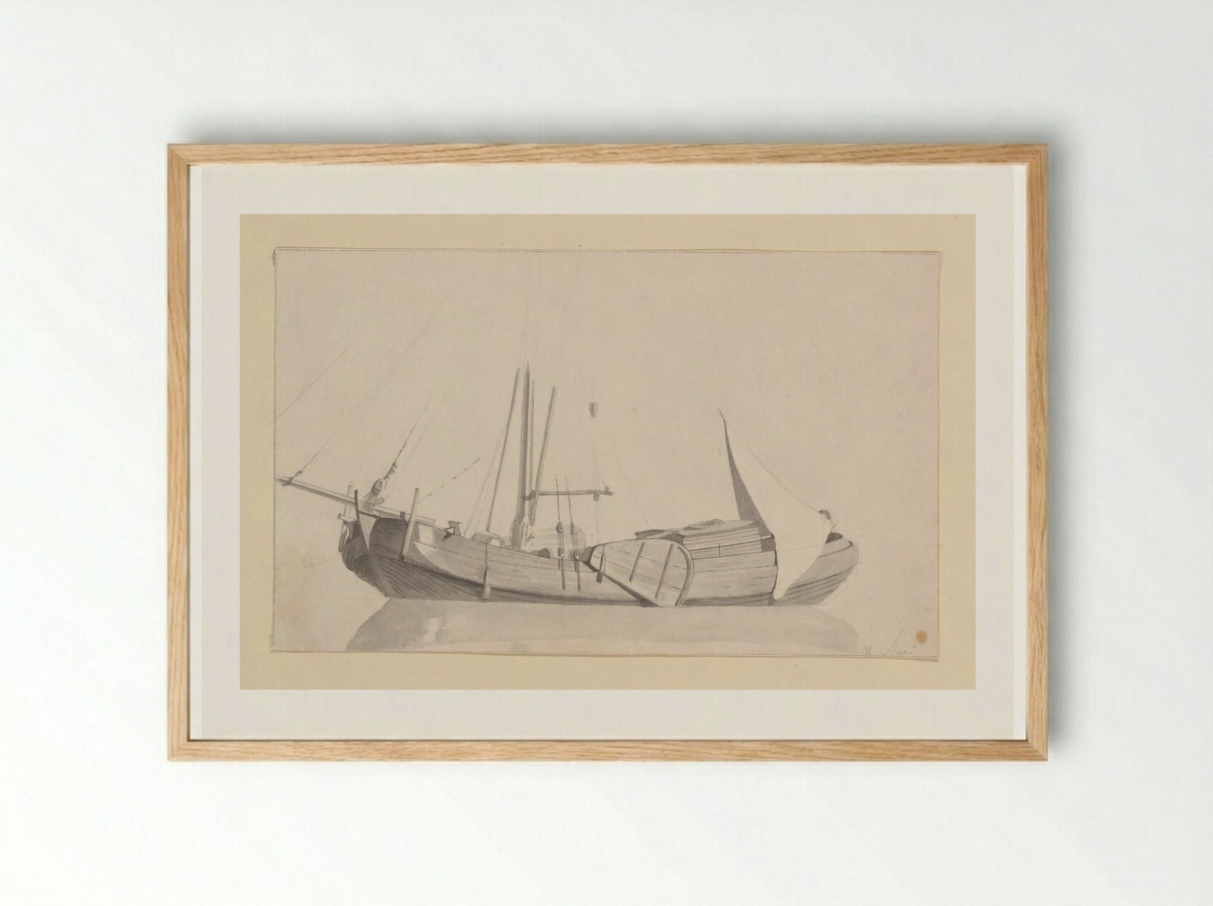 Zeilschip (Study of a Sailing Vessel) - Hendrik Abraham Klinkhamer - Framed Print Wood
