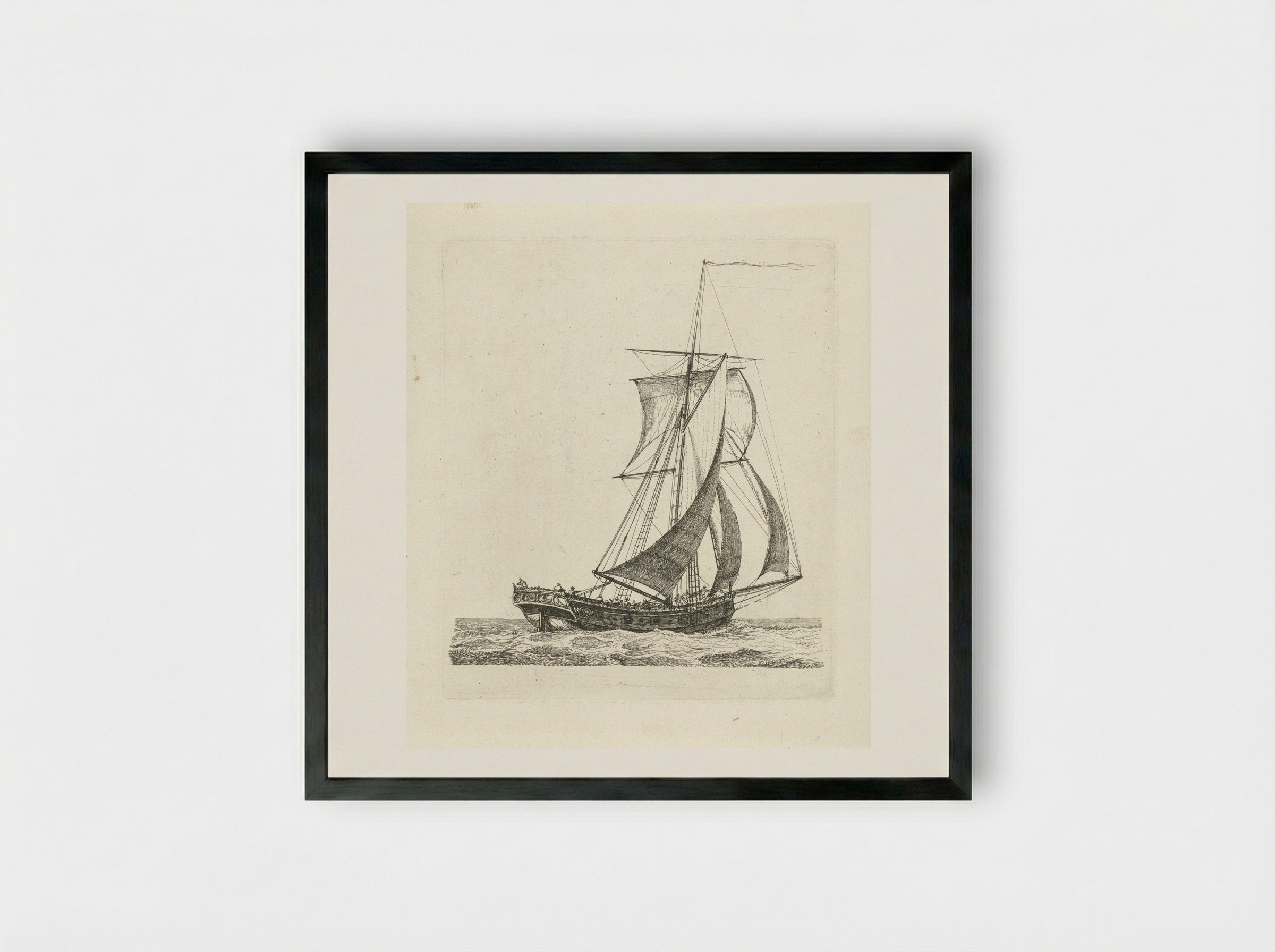 Zeilschip met wind in de zeilen - Gerrit Groenewegen - Framed Print Black