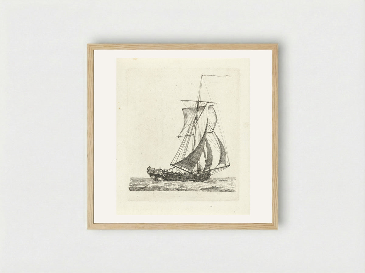 Zeilschip met wind in de zeilen - Gerrit Groenewegen - Framed Print Wood