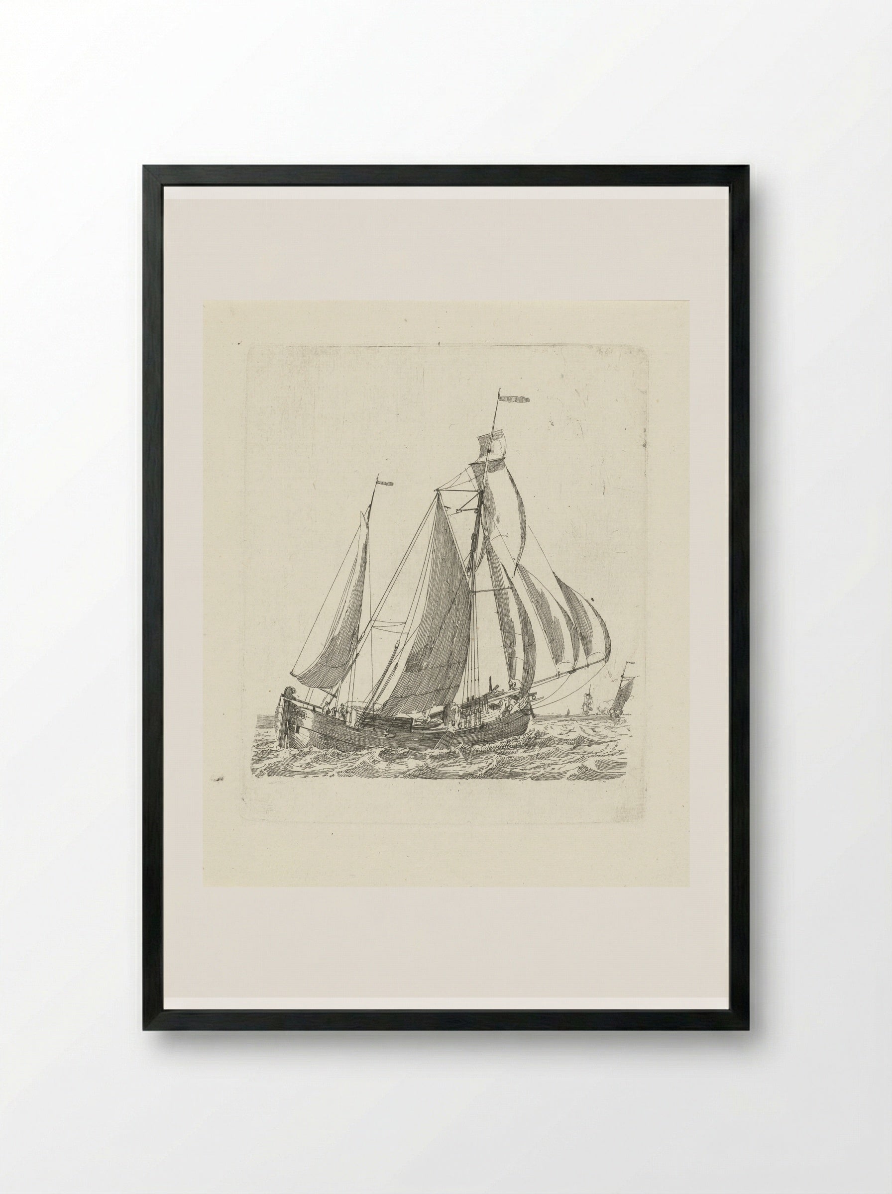 Zeilschip op de golven - Gerrit Groenewegen - Framed Print Black