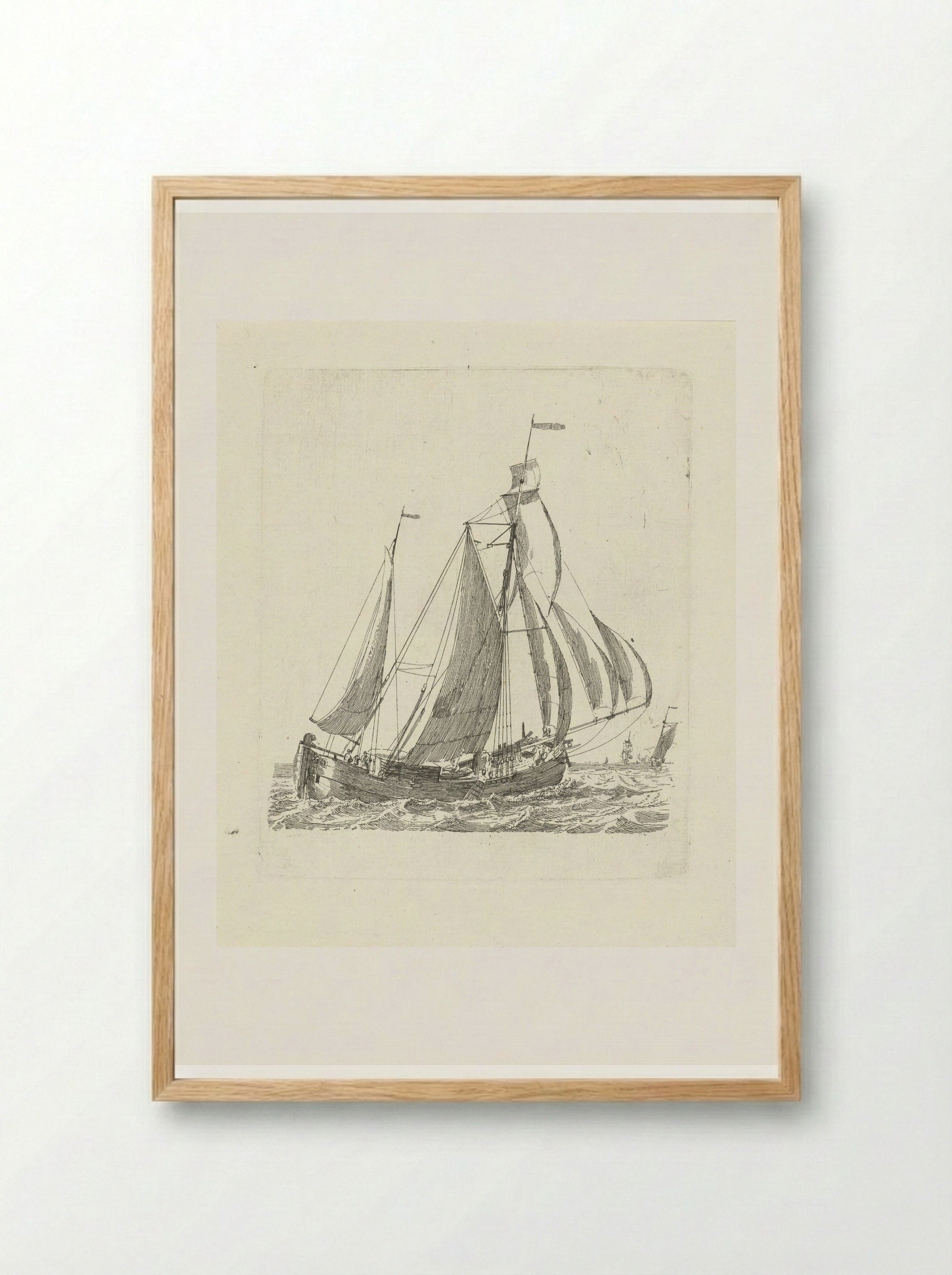 Zeilschip op de golven - Gerrit Groenewegen - Framed Print Wood