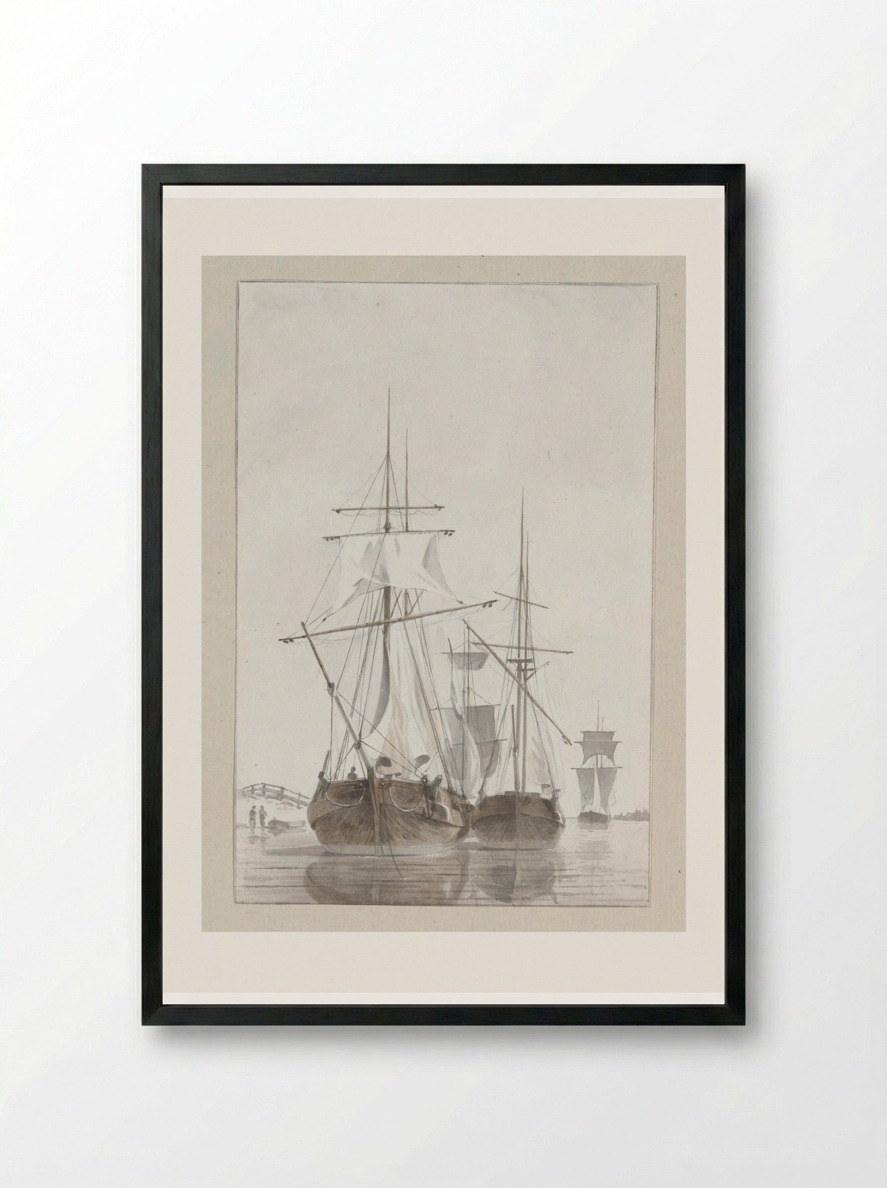Zeilschip, van achteren gezien - Hendrik Abraham Klinkhamer - Framed Print Black