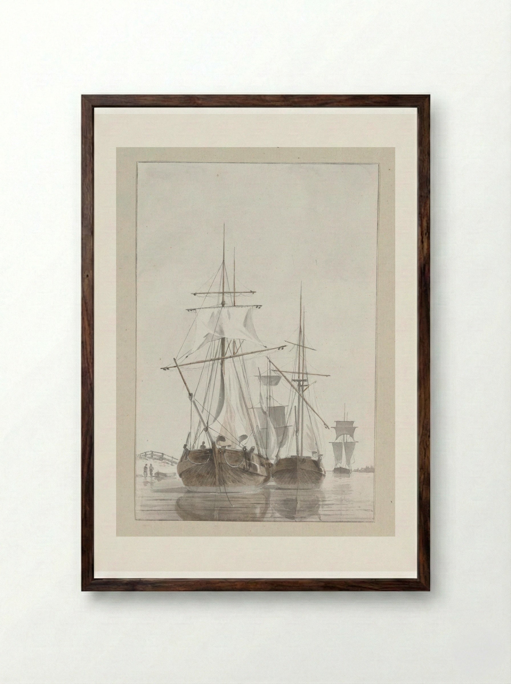 Zeilschip, van achteren gezien - Hendrik Abraham Klinkhamer - Framed Print Dark Wood