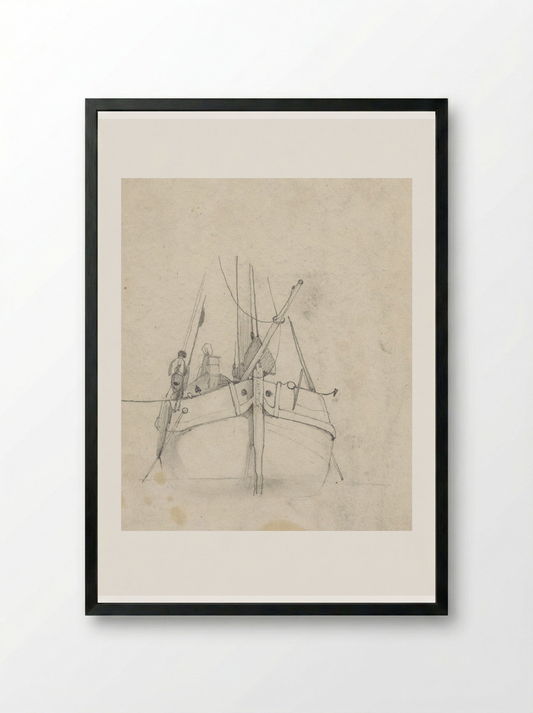 Zeilschip, van voren - Jan Weissenbruch - Framed Print Black