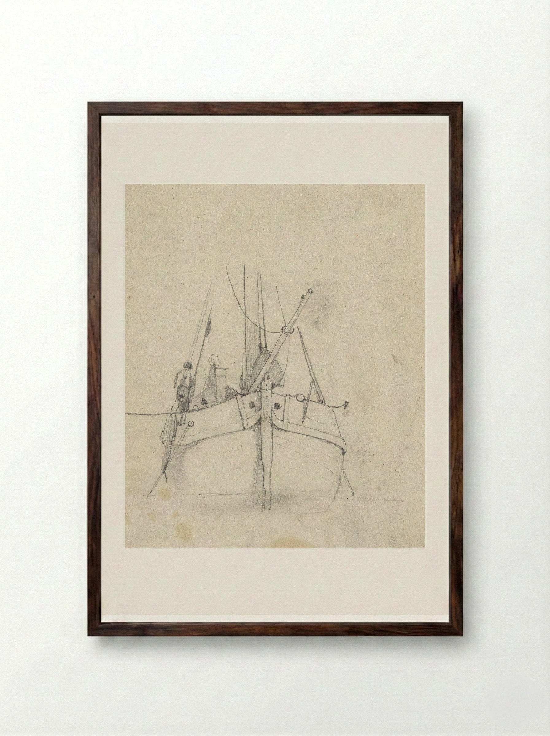 Zeilschip, van voren - Jan Weissenbruch - Framed Print Dark Wood