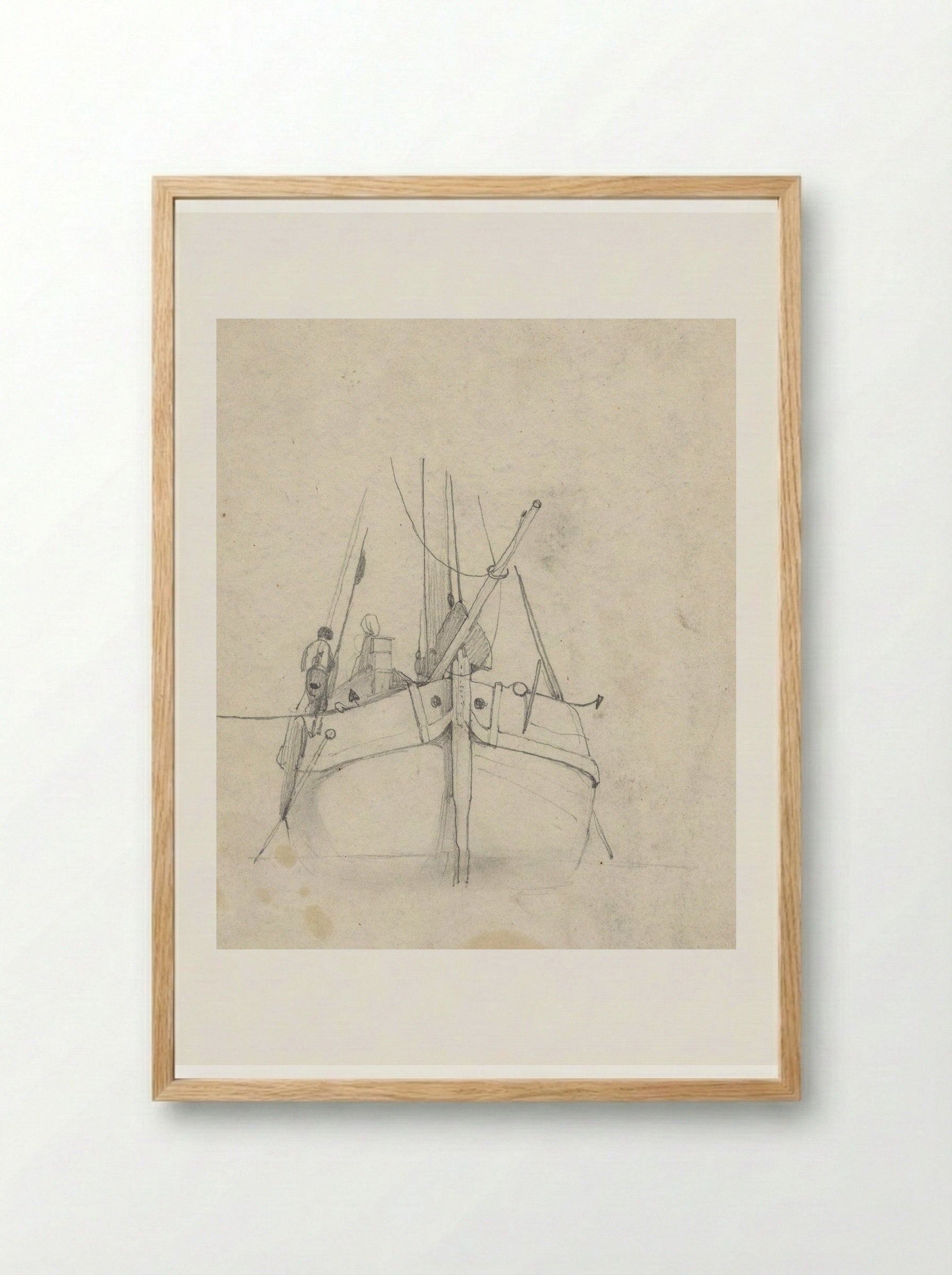 Zeilschip, van voren - Jan Weissenbruch - Framed Print Wood