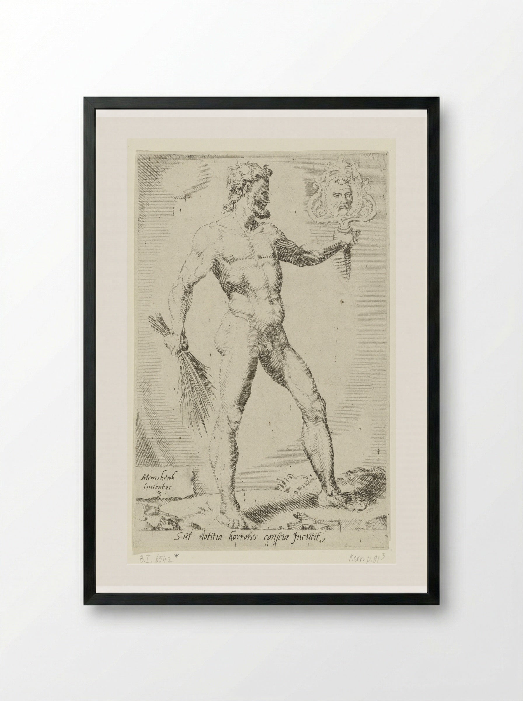 Zelfkennis inspireert het geweten met afschuw - Dirck Volckertsz. Coornhert - Framed Print Black