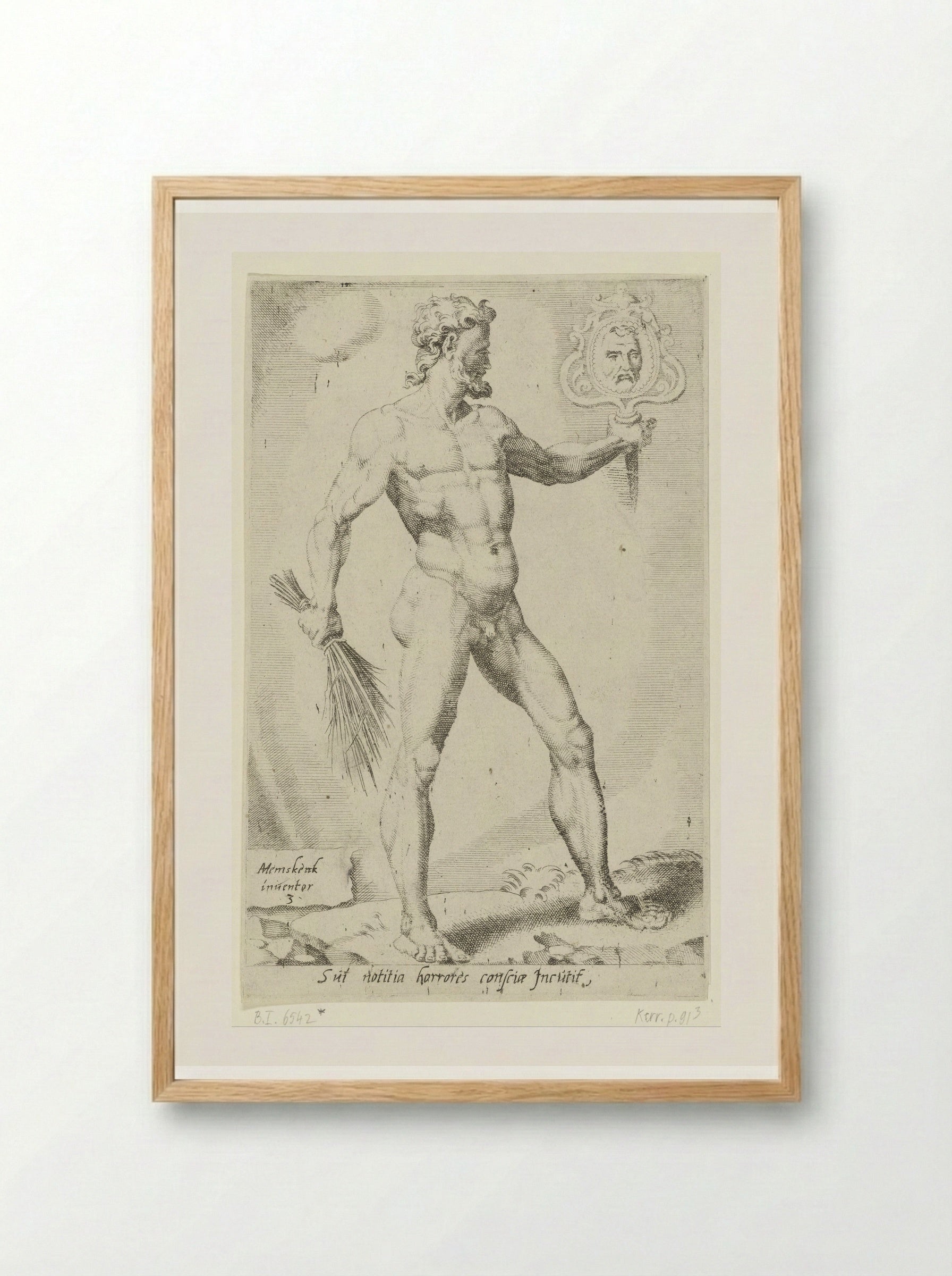 Zelfkennis inspireert het geweten met afschuw - Dirck Volckertsz. Coornhert - Framed Print Wood