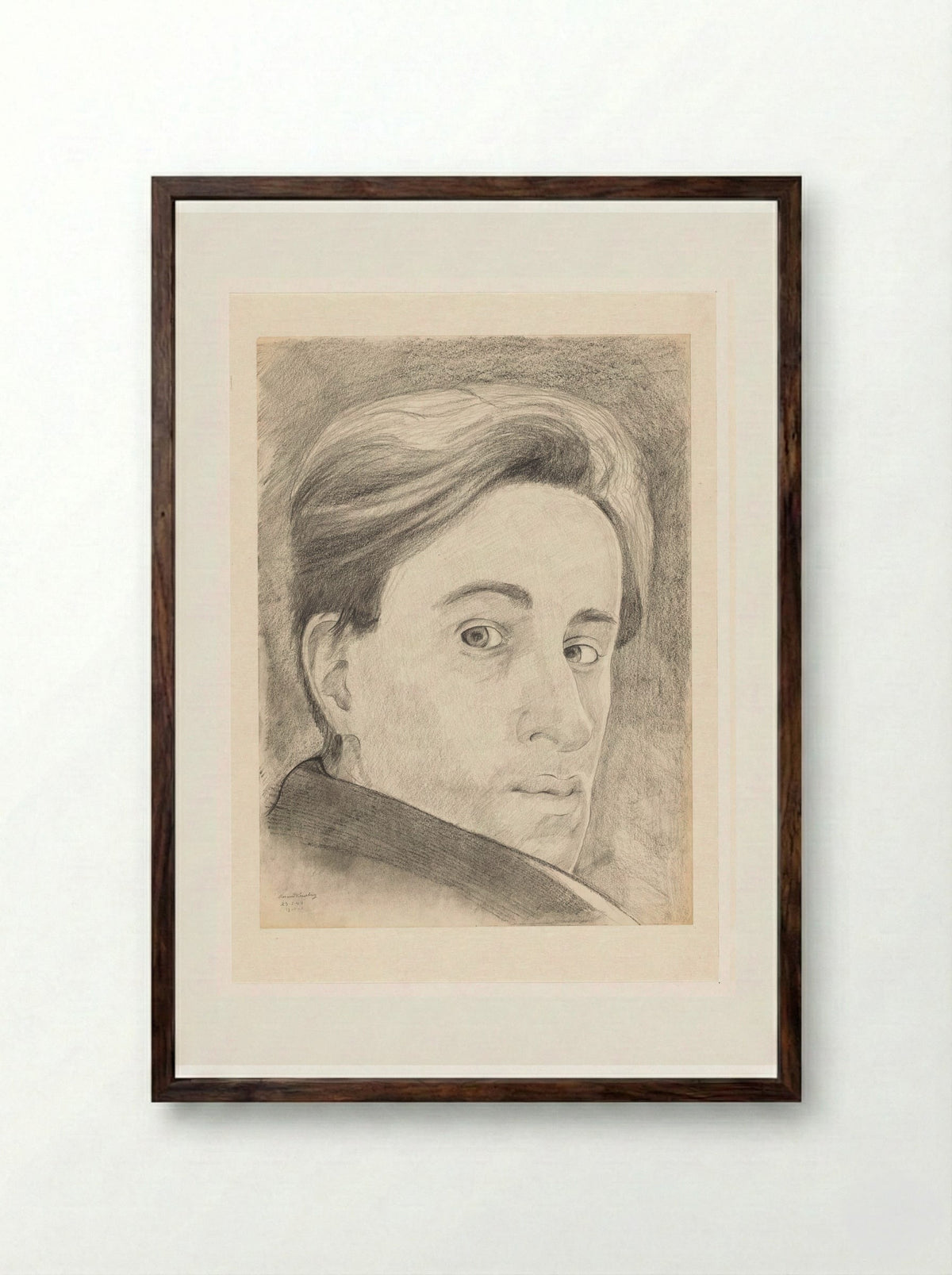 Zelfportret en face - Cor van Teeseling - Framed Print Dark Wood