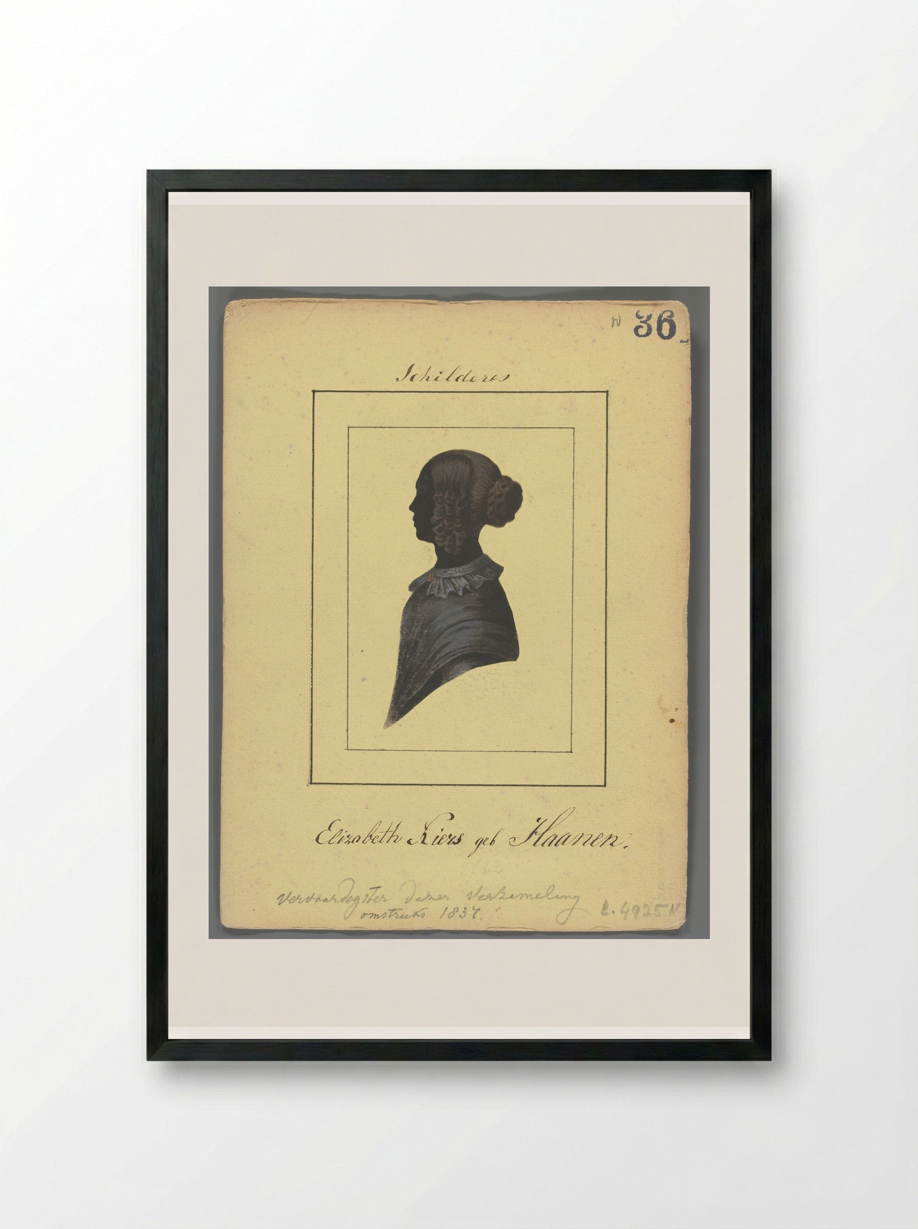 Zelfportret in silhouet - Elisabeth Alida Haanen - Framed Print Black