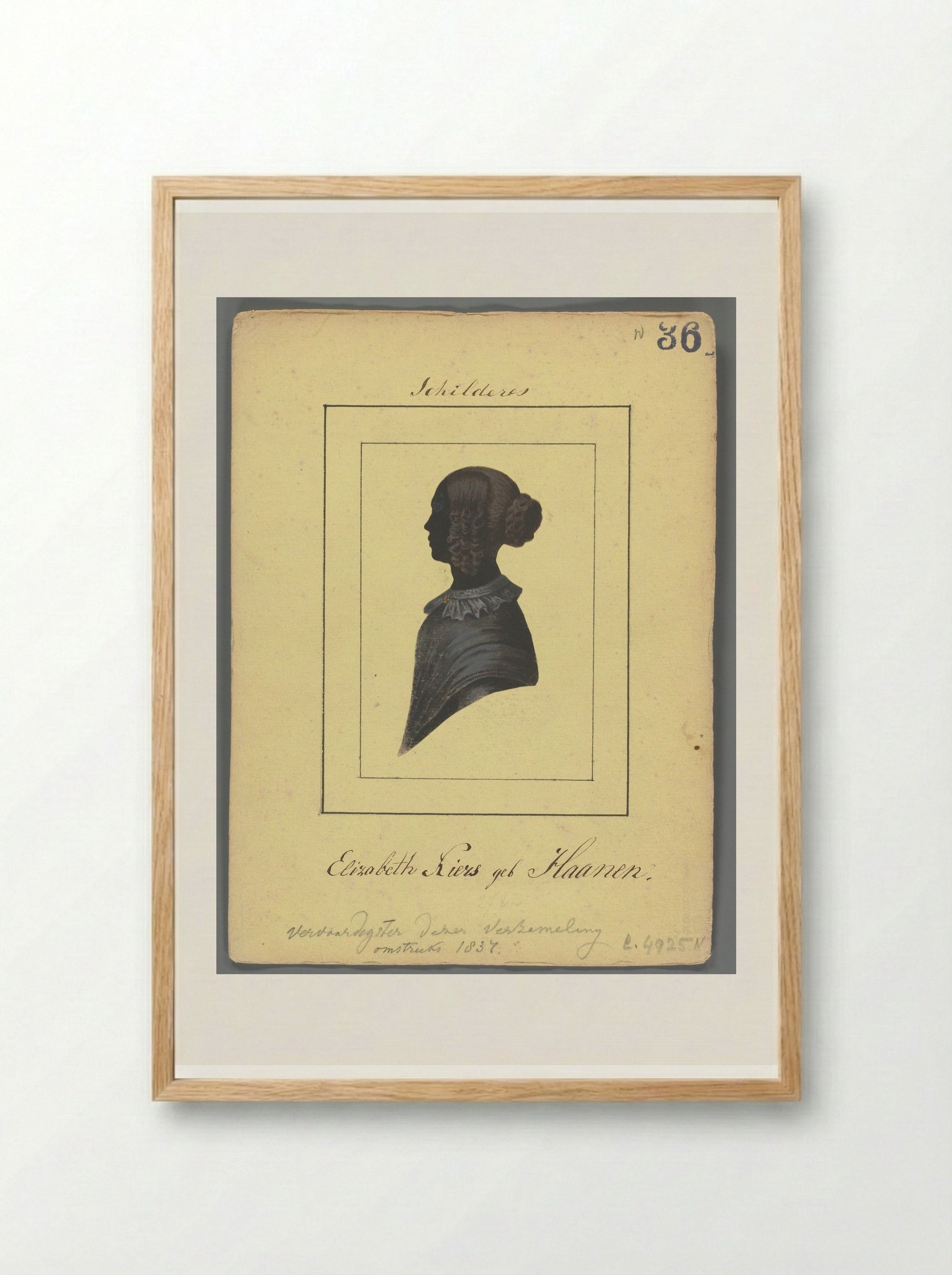 Zelfportret in silhouet - Elisabeth Alida Haanen - Framed Print Wood