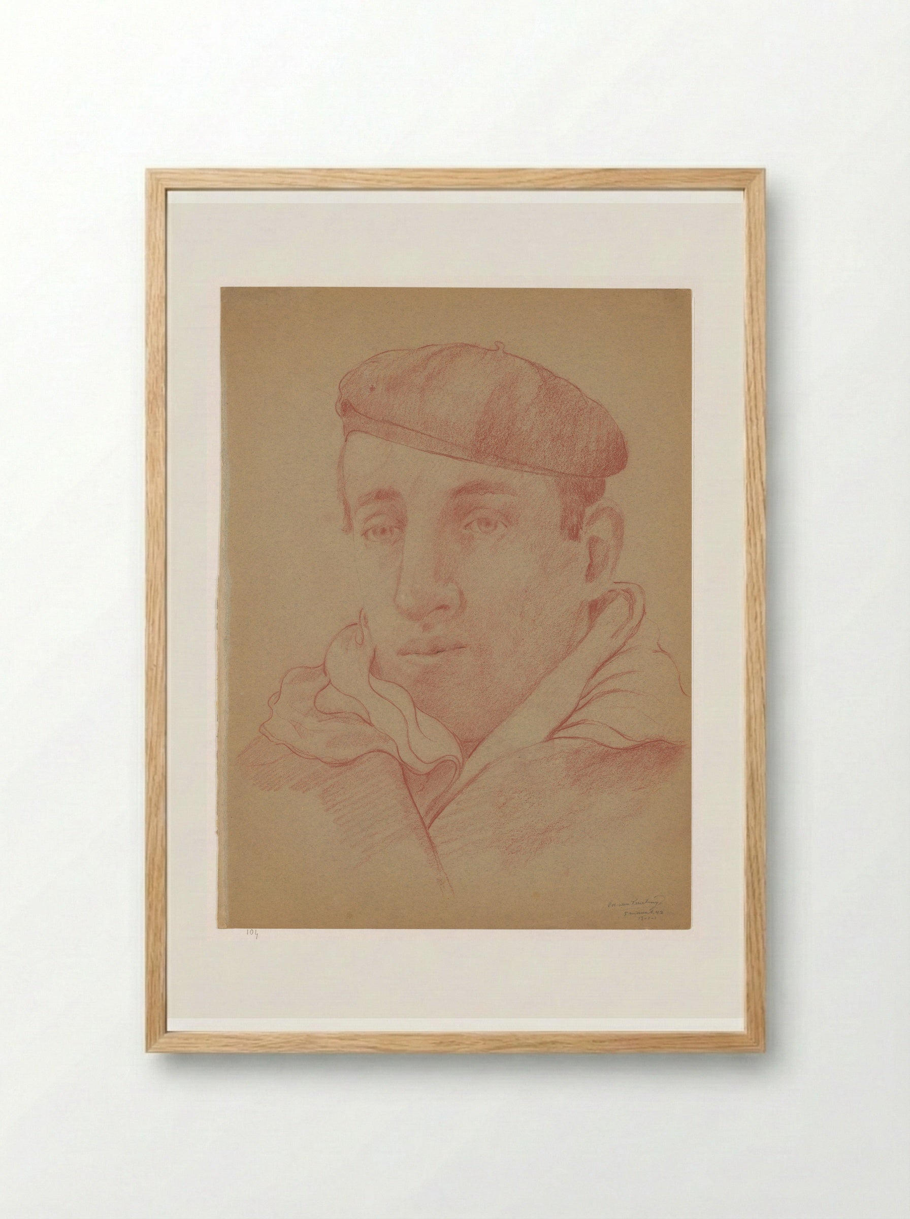 Zelfportret met alpinopet - Cor van Teeseling - Framed Print Wood