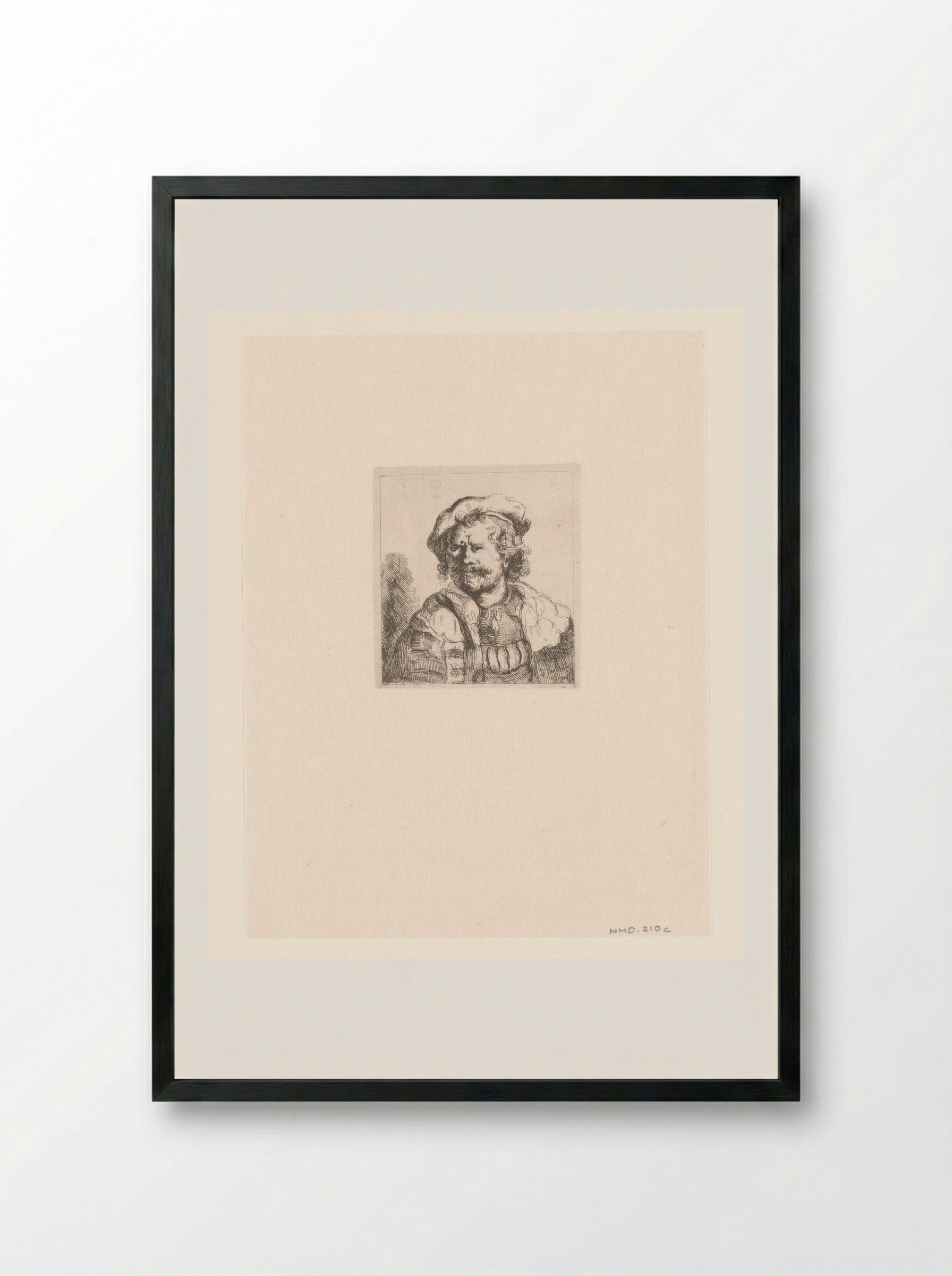 Zelfportret met baret en geborduurde mantel - Constantino Cumano - Framed Print Black