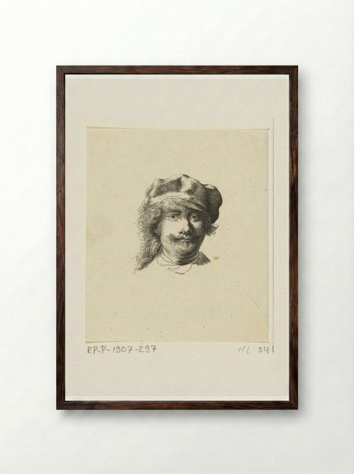 Zelfportret met pet - Ernst Willem Jan Bagelaar - Framed Print Dark Wood