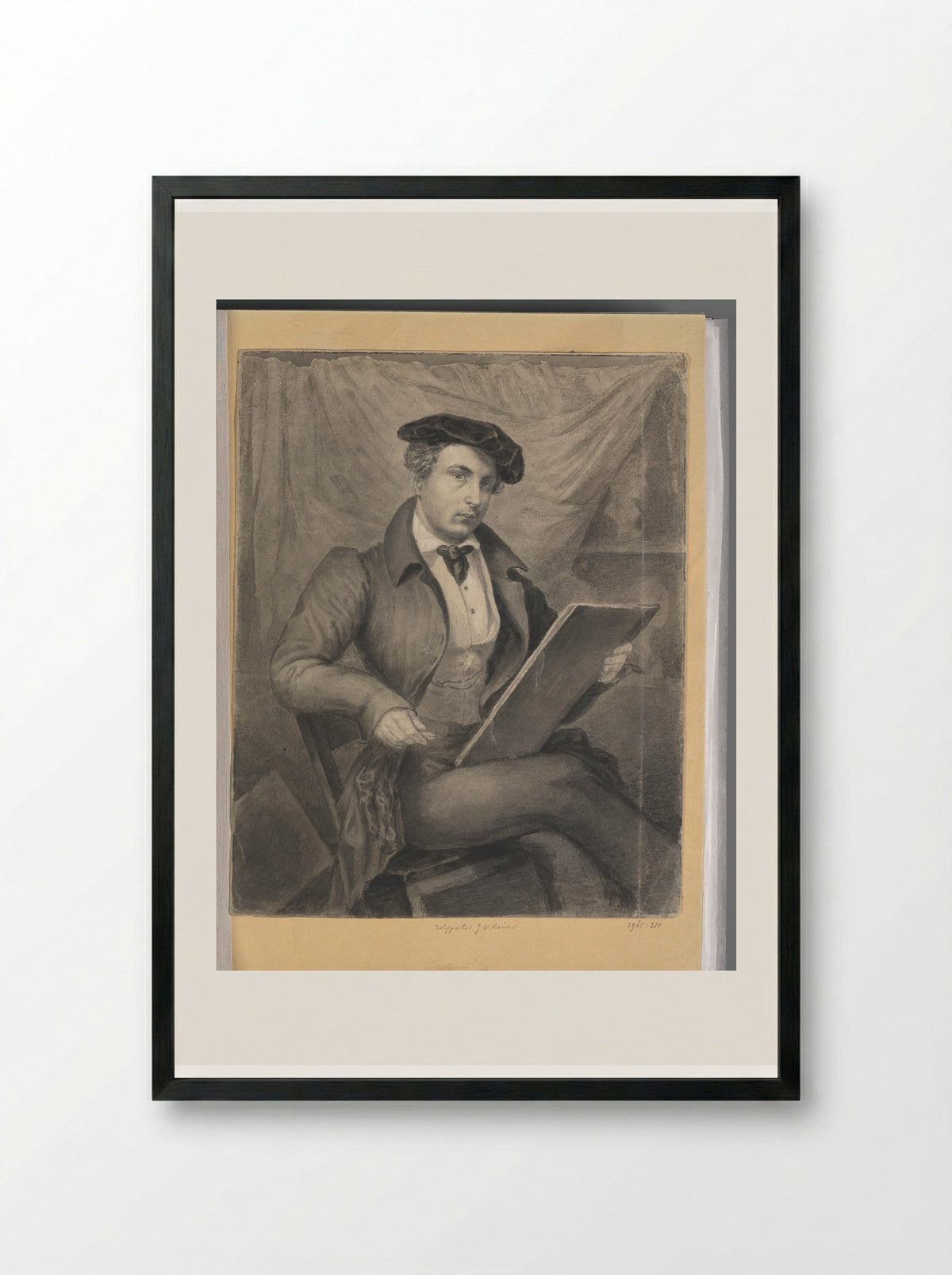 Zelfportret - Johann Wilhelm Kaiser - Framed Print Black
