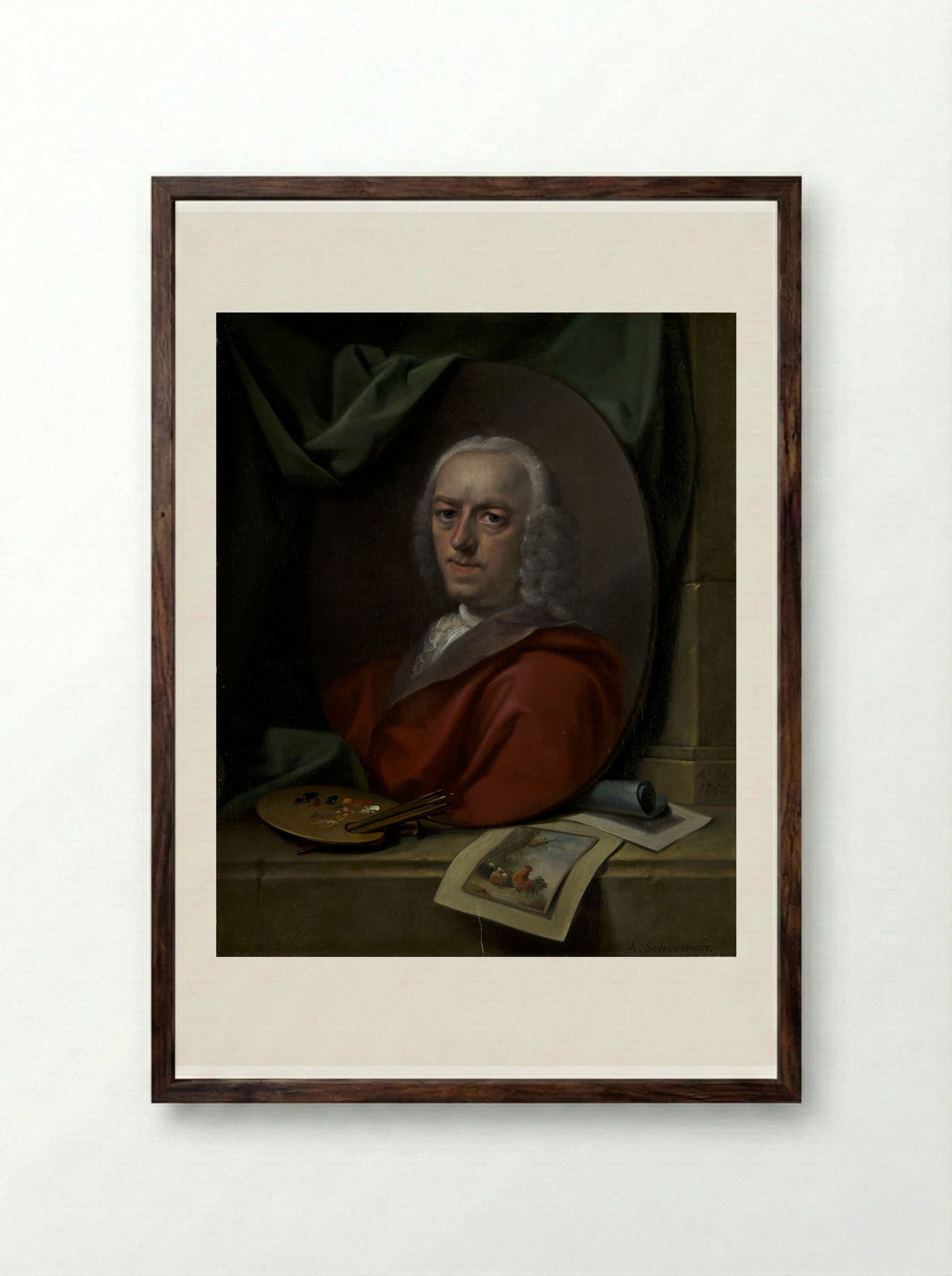 Zelfportret - Aert Schouman - Framed Print Dark Wood