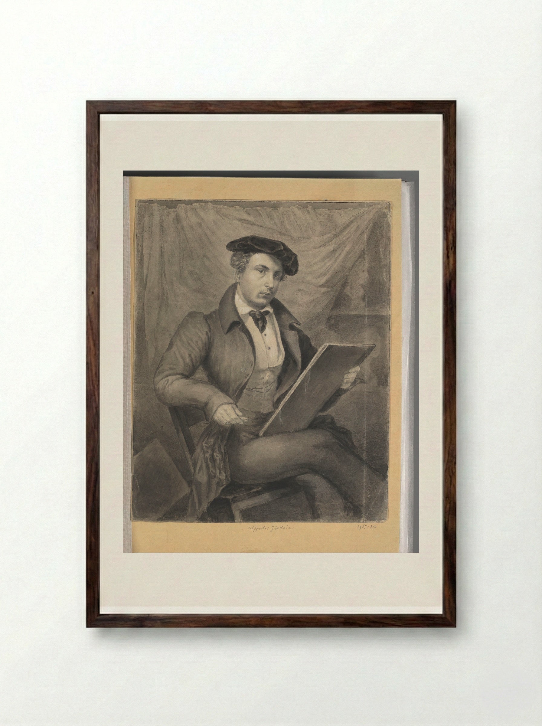 Zelfportret - Johann Wilhelm Kaiser - Framed Print Dark Wood