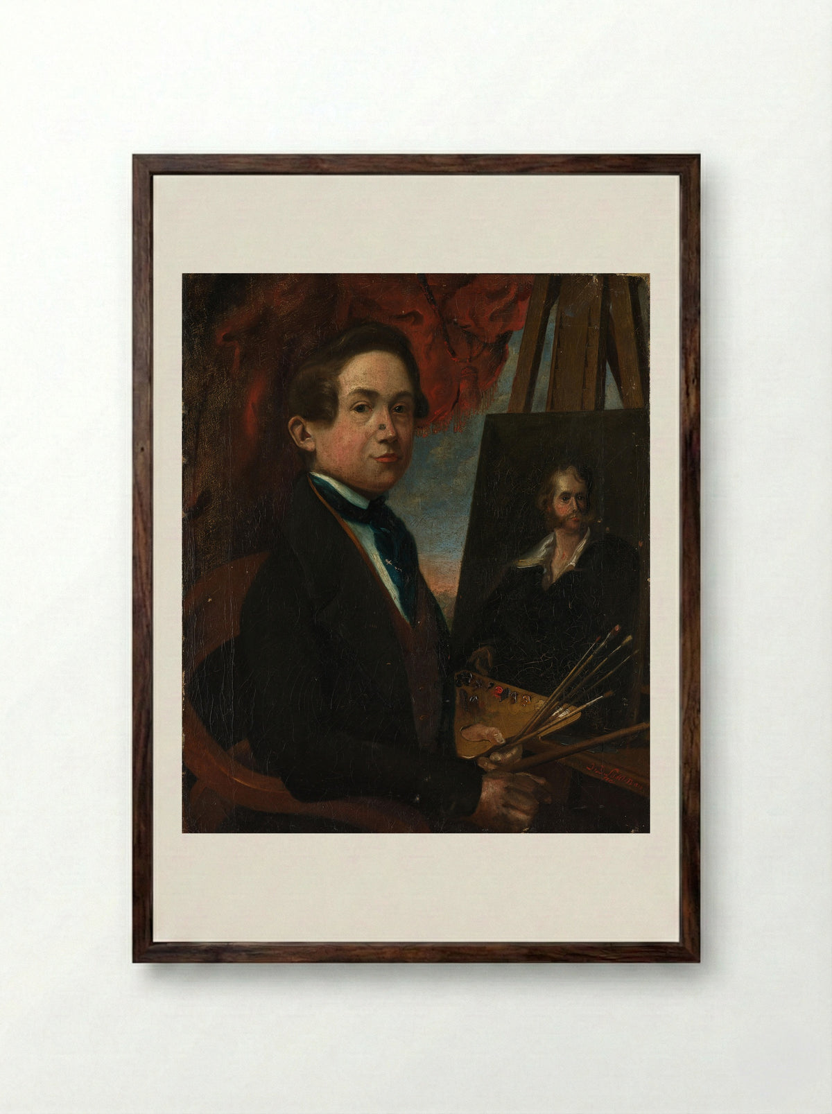 Zelfportret - Johannes Daniël Susan - Framed Print Dark Wood