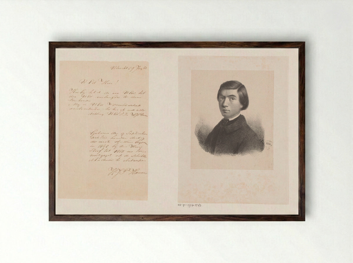 Zelfportret - Hendricus Joannes Petrus Hanau - Framed Print Dark Wood