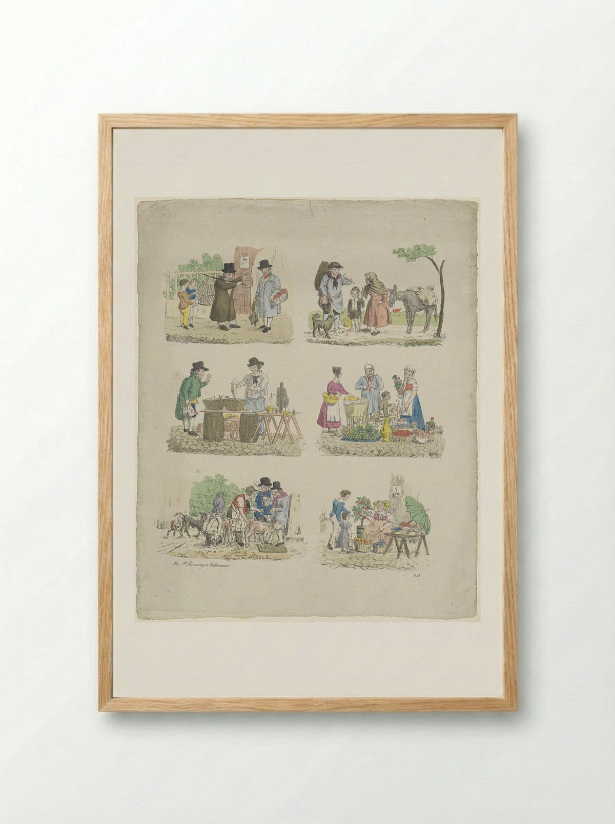 Zes markttaferelen (Six Market Scenes) - Pieter Roosing - Framed Print Wood