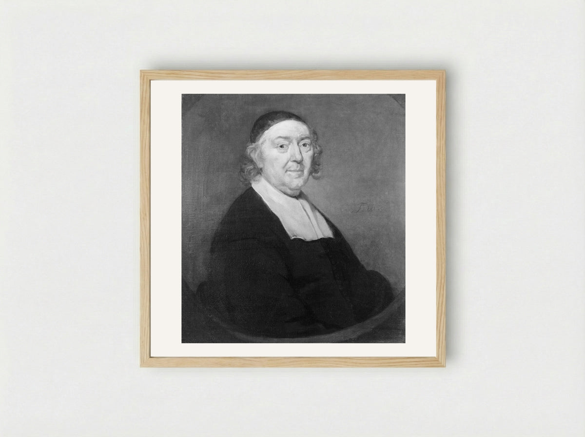 Zes regenten en de binnenvader van het Oudezijds Huiszittenhuis te Amsterdam - Pieter van Anraedt - Framed Print Wood