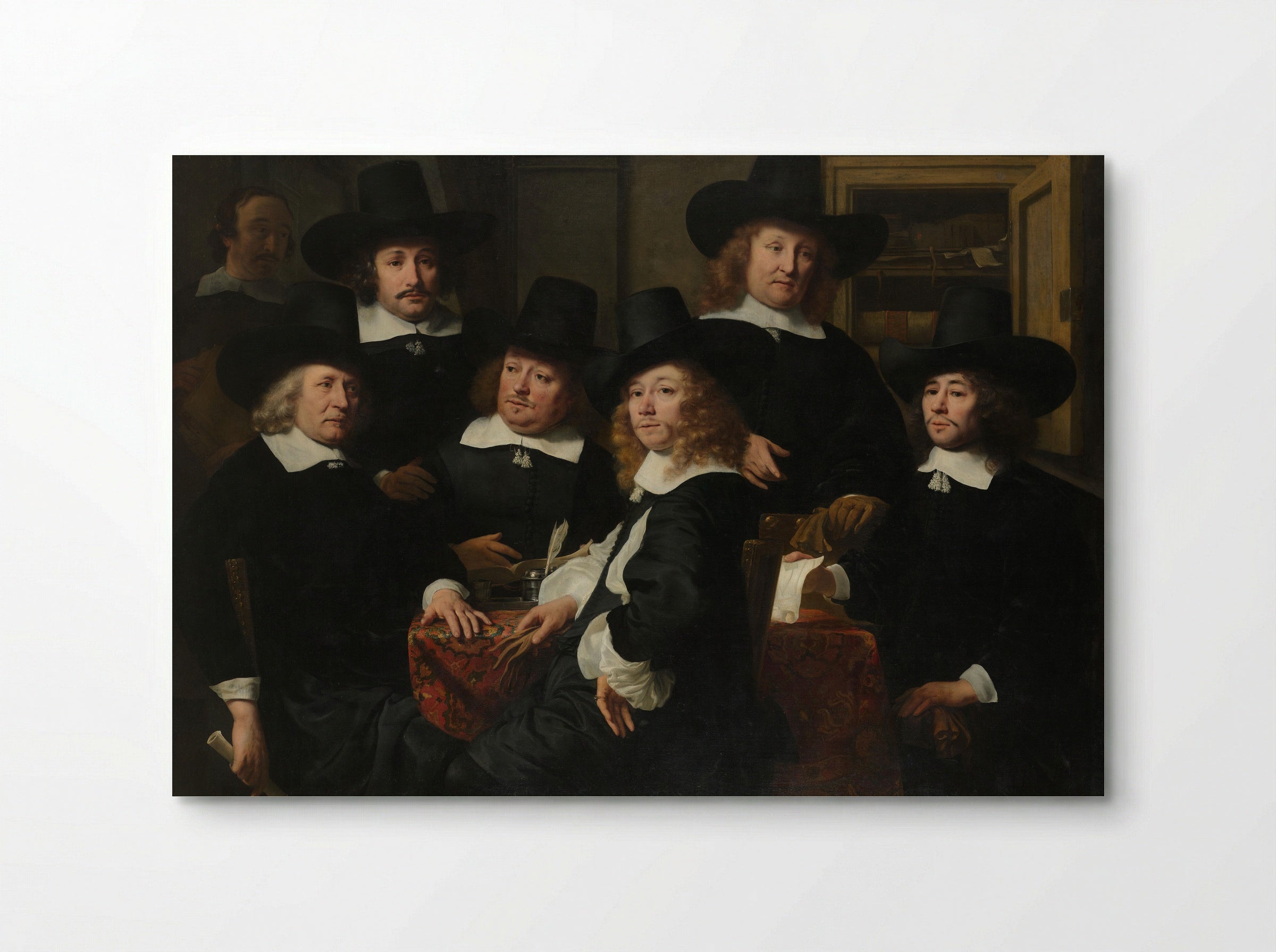 Zes regenten en de bode van het Nieuwezijds Huiszittenhuis te Amsterdam - Ferdinand Bol - Poster