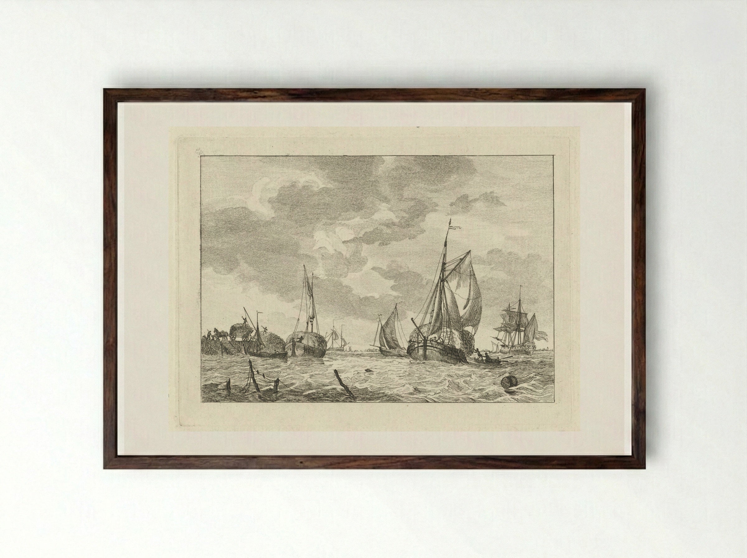 Zes schepen (Six Ships) - Gerrit Groenewegen - Framed Print Dark Wood
