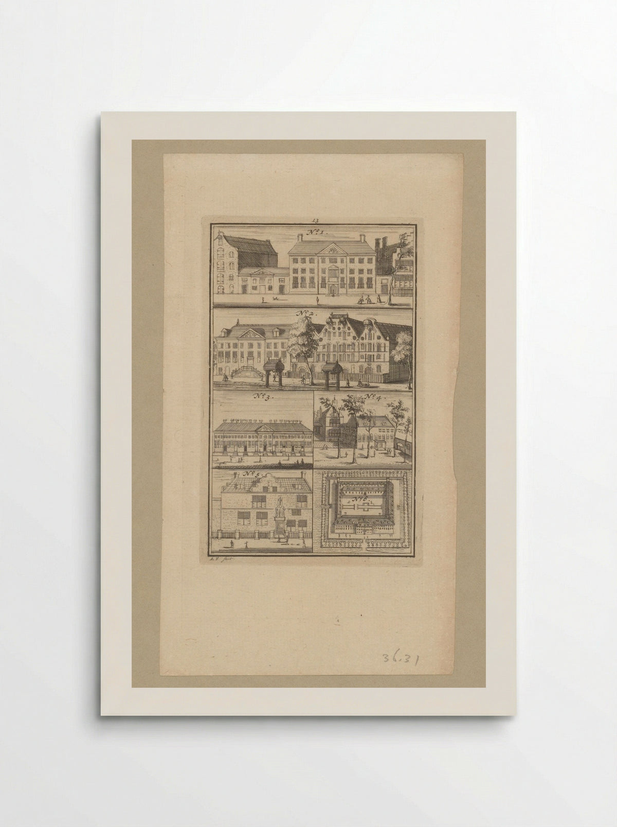 Zes verschillende gebouwen te Amsterdam - Anna Folkema - Poster