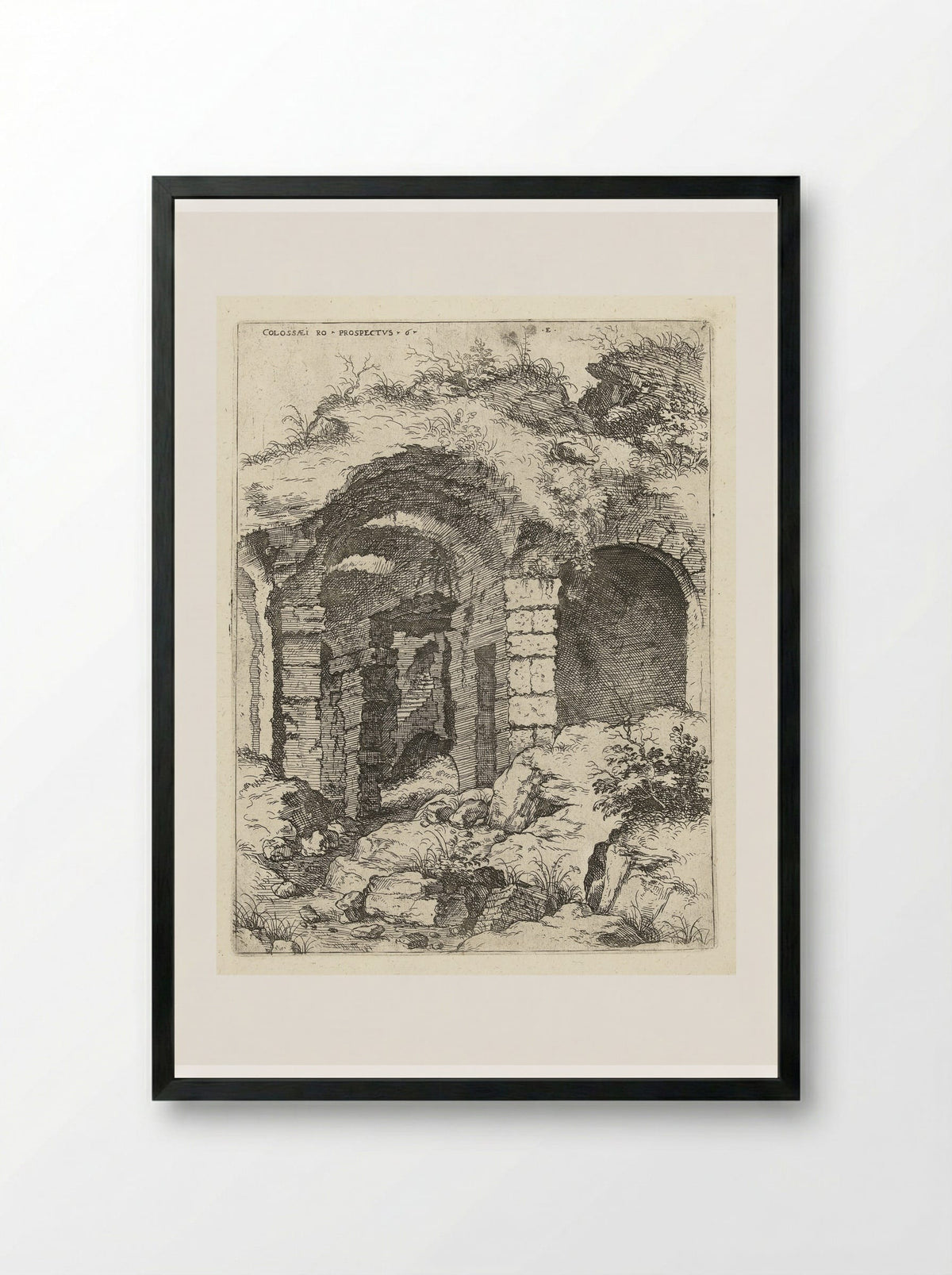 Zesde gezicht op het Colosseum te Rome - Hieronymus Cock - Framed Print Black