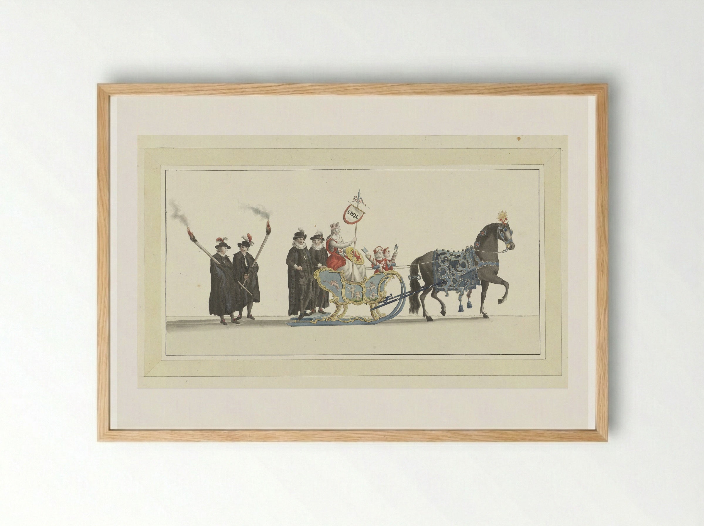 Zesde slede (The Sixth Sleigh) - Abraham Delfos - Framed Print Wood