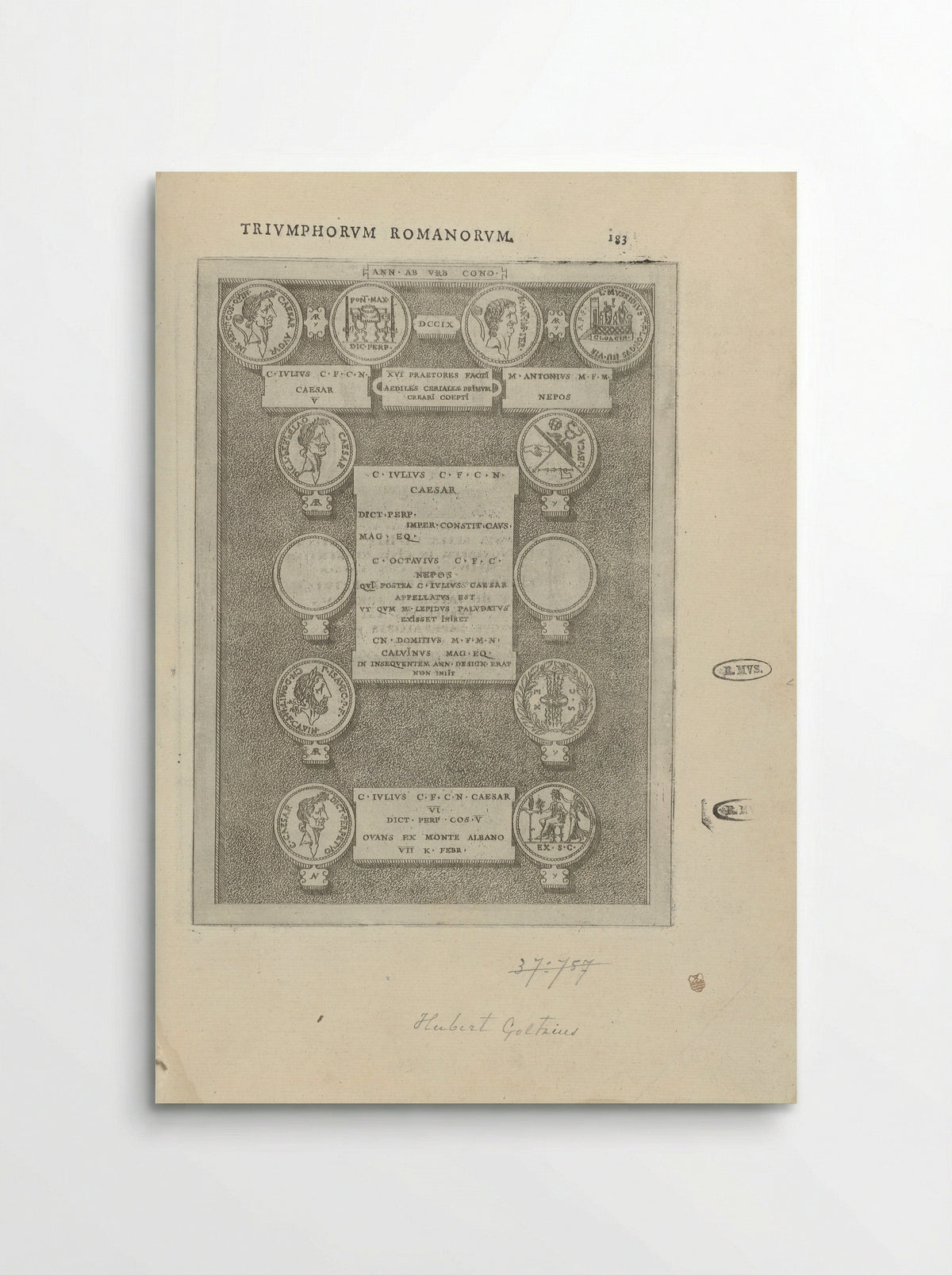 Zeven Romeinse munten - Hubert Goltzius - Poster
