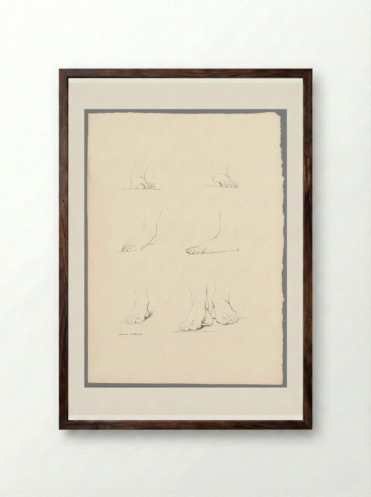 Zeven voeten - Jean Augustin Daiwaille - Framed Print Dark Wood