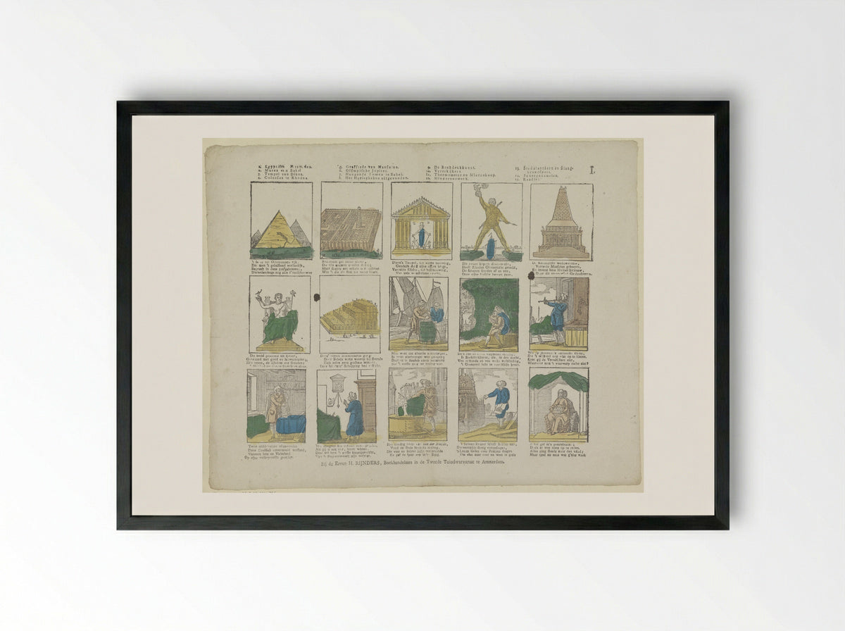Zeven wereldwonderen en belangrijke uitvindingen - Johan Noman - Framed Print Black