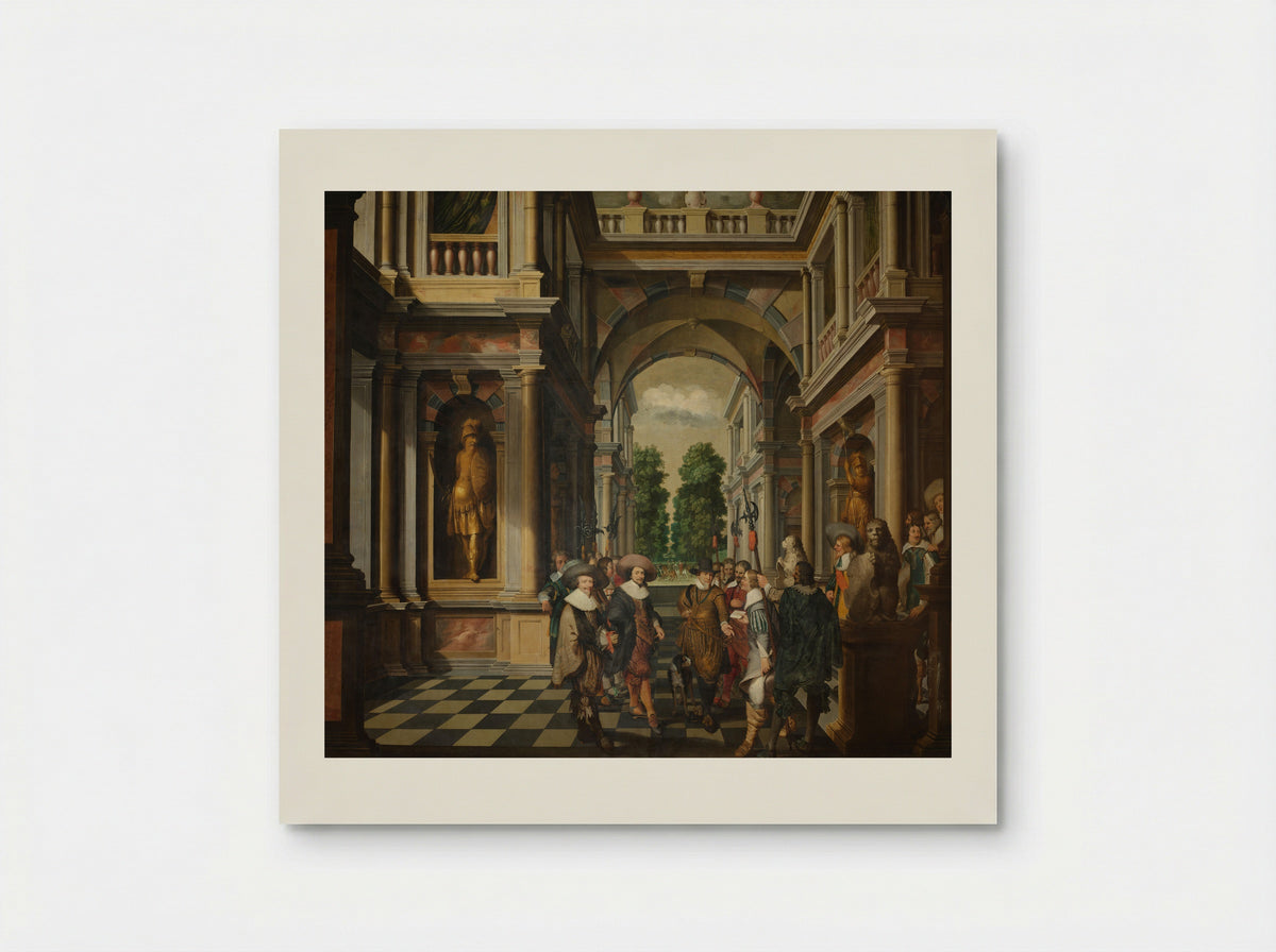 Zevendelige kamerbeschildering: Een Galerij - Dirck van Delen - Poster