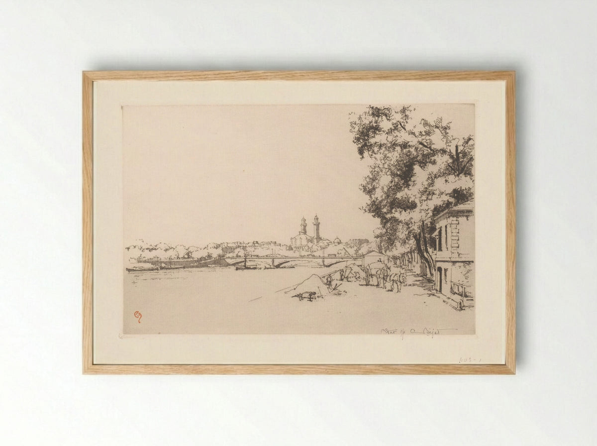 Zicht op de Pont d'Alma in Parijs - Eugène Béjot - Framed Print Wood