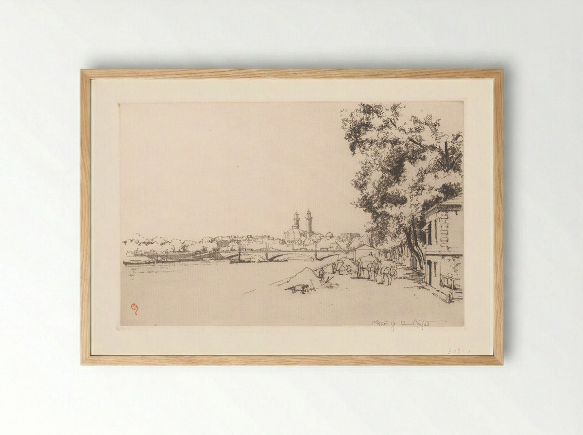 Zicht op de Pont d'Alma in Parijs - Eugène Béjot - Framed Print Wood