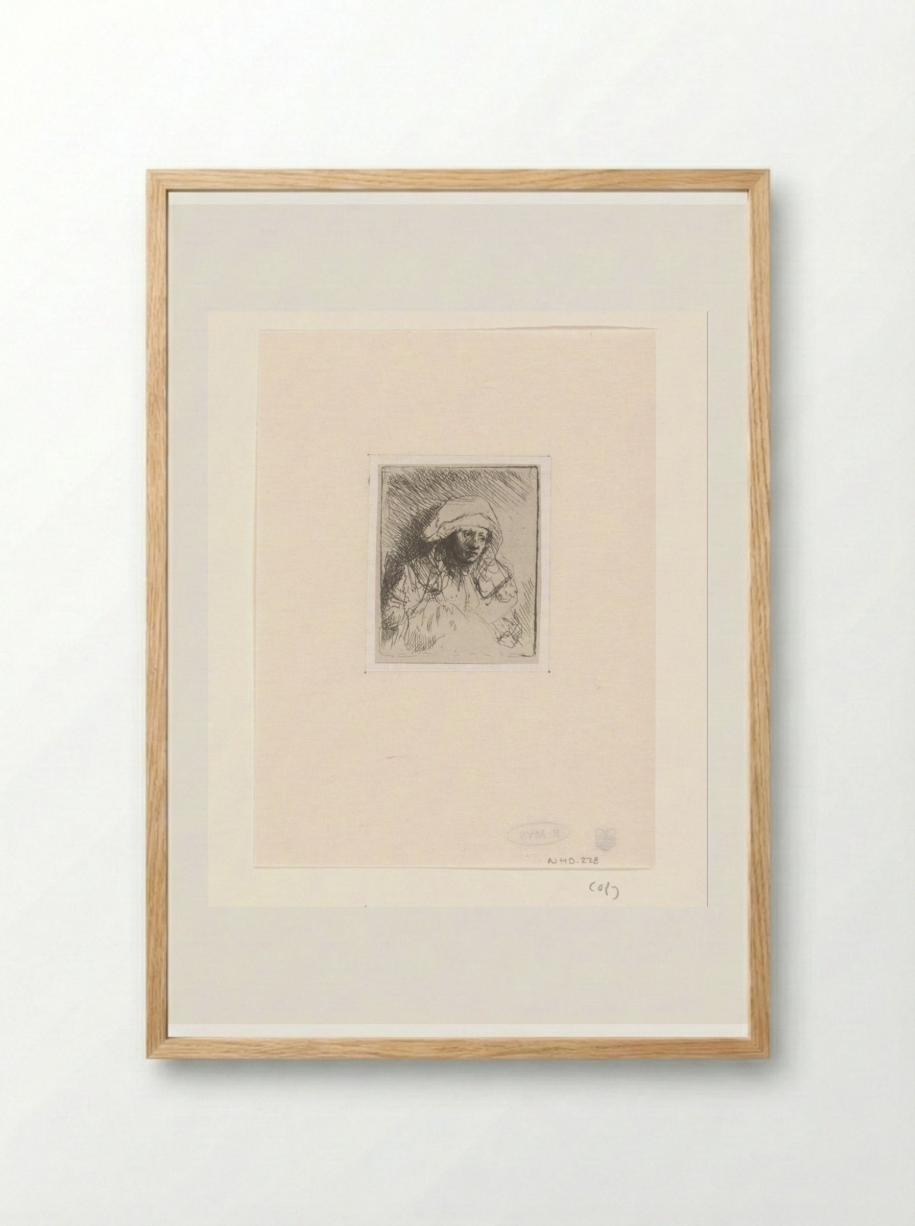 Zieke vrouw met een witte hoofddoek - Léopold Flameng - Framed Print Wood