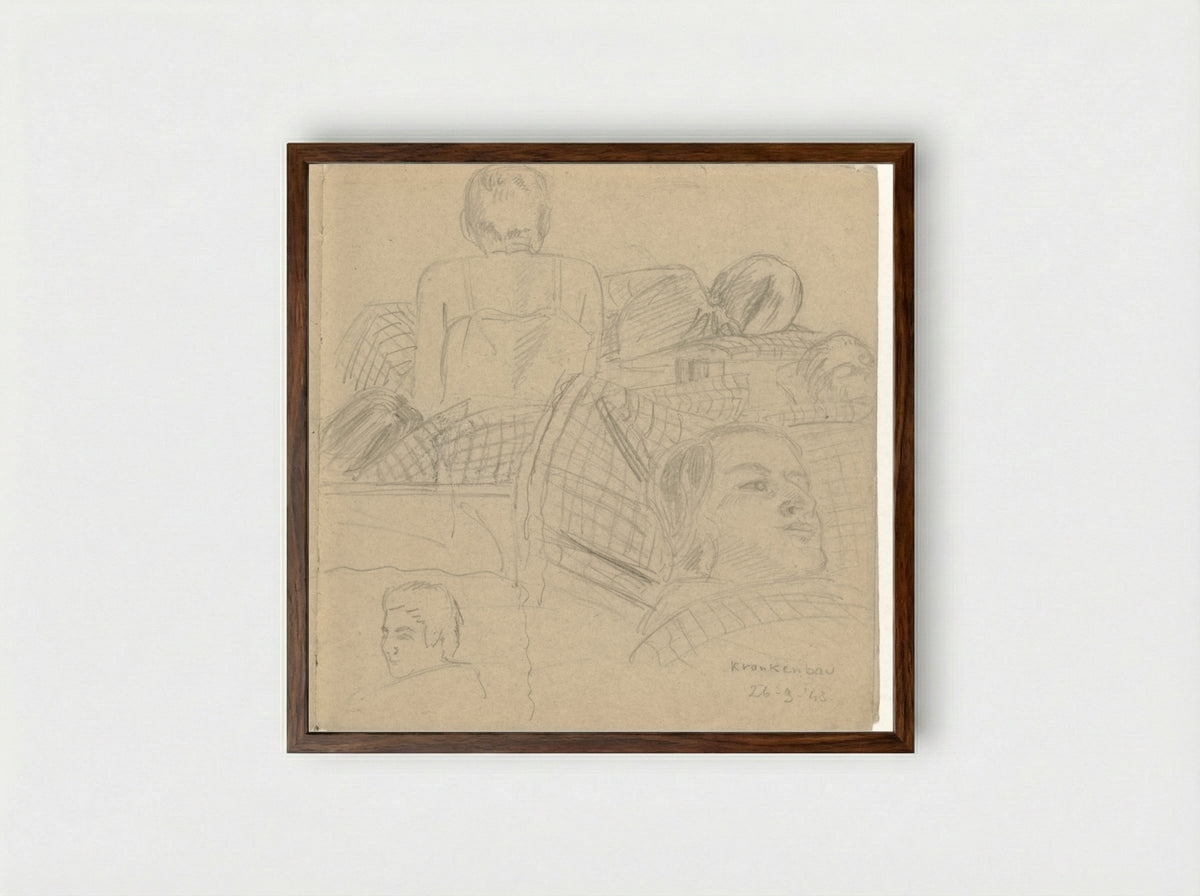 Ziekenbarak (Hospital Ward) - To Frank-Stoltz - Framed Print Dark Wood