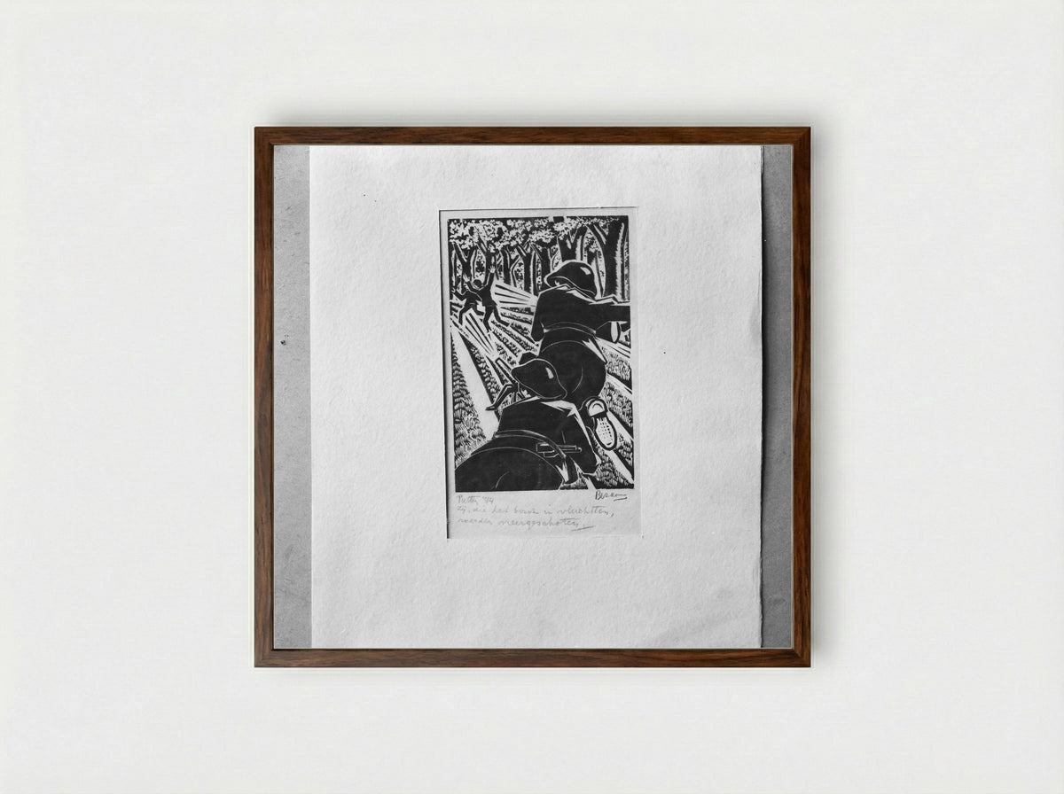 Zij die het bosch in vluchtten, werden neergeschoten - Jo Bezaan - Framed Print Dark Wood