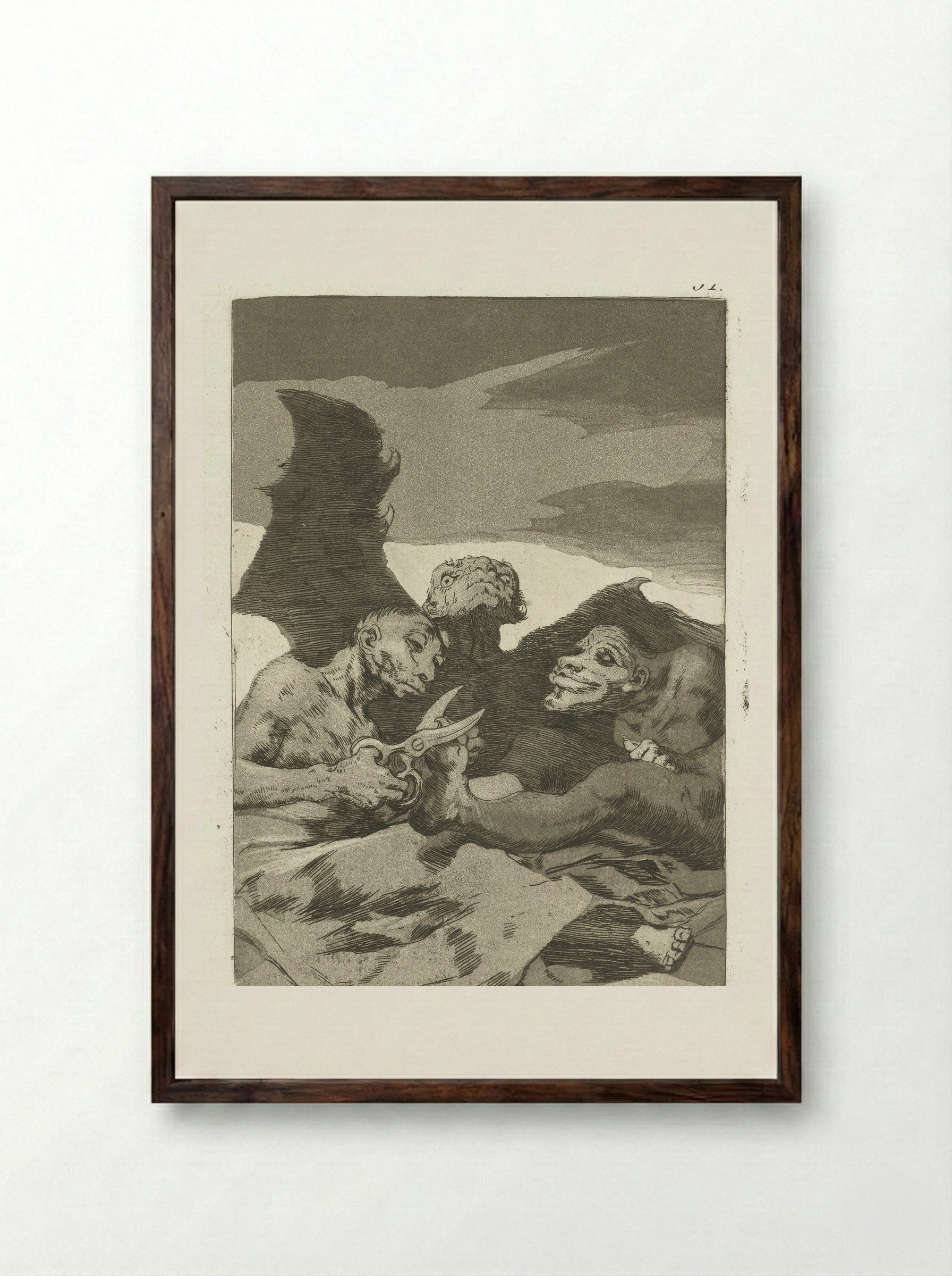 Zij knappen zich op (They Spruce Themselves Up) - Francisco de Goya - Framed Print Dark Wood