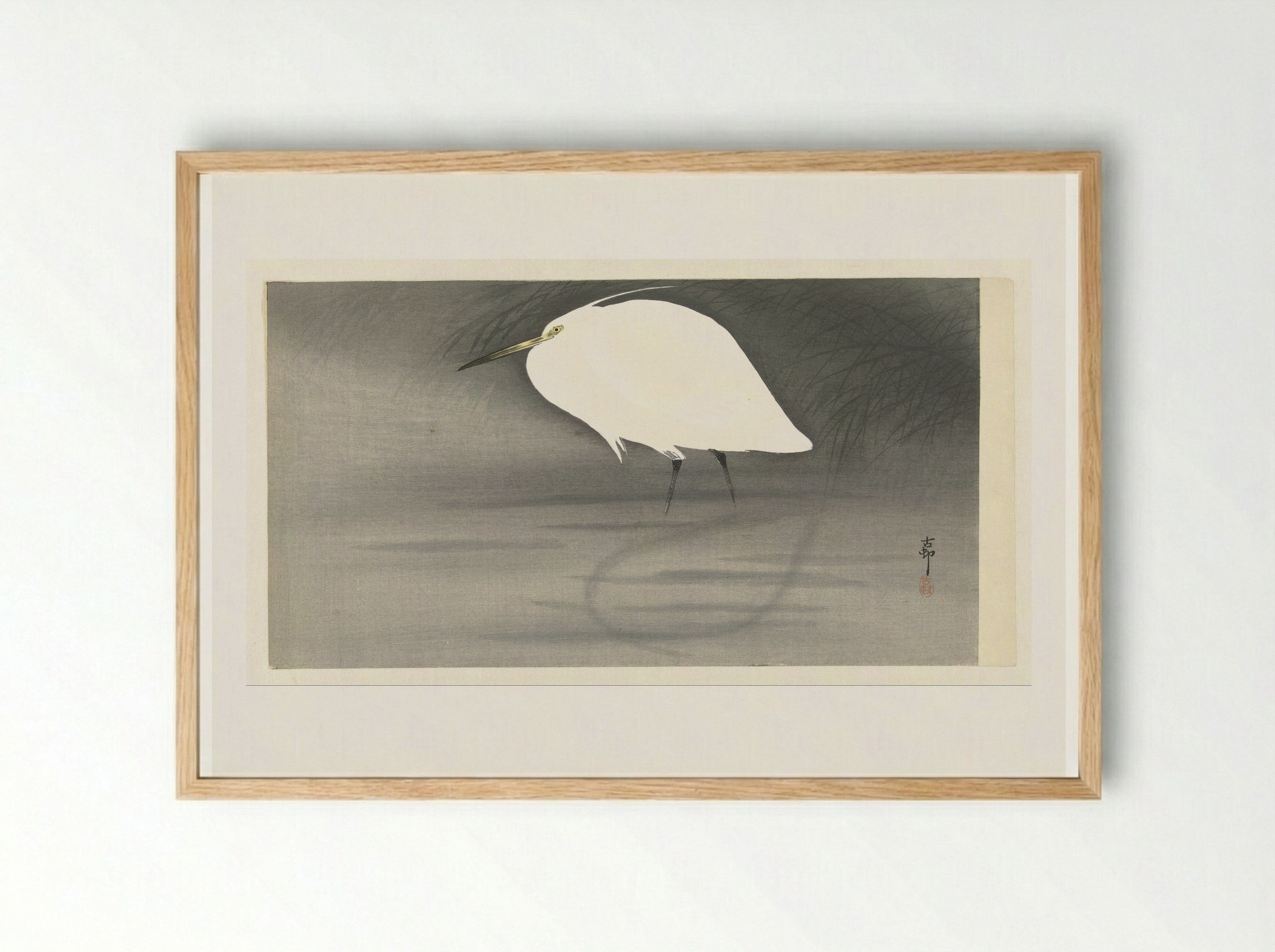 Zilverreiger (Egret) - Matsuki Heikichi - Framed Print Wood