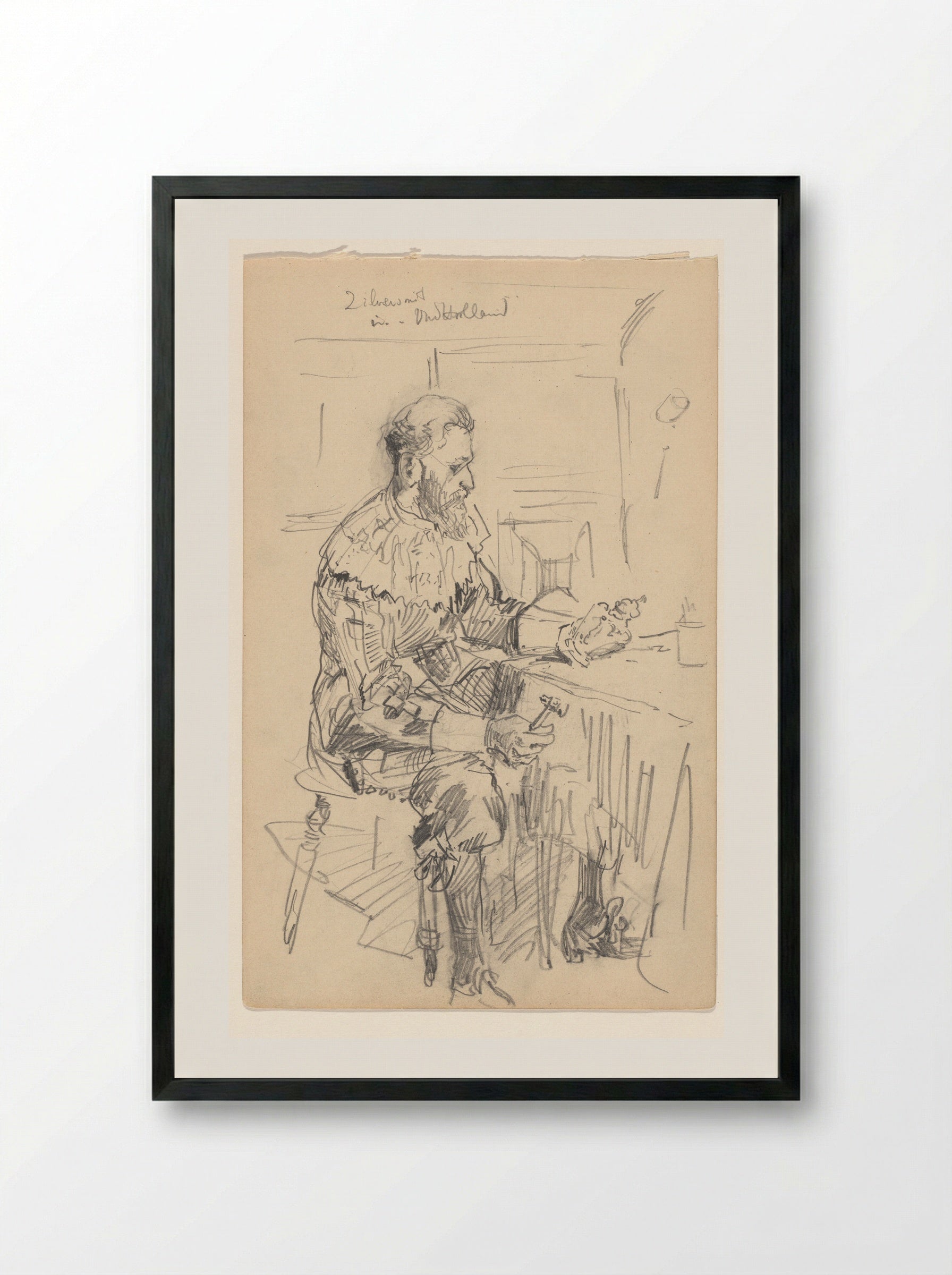 Zilversmid in de nagebouwde stad Oud-Holland op de Wereldtentoonstelling voor het Hotel- en Reiswezen van 1895 - Jan Hoynck van Papendrecht - Framed Print Black
