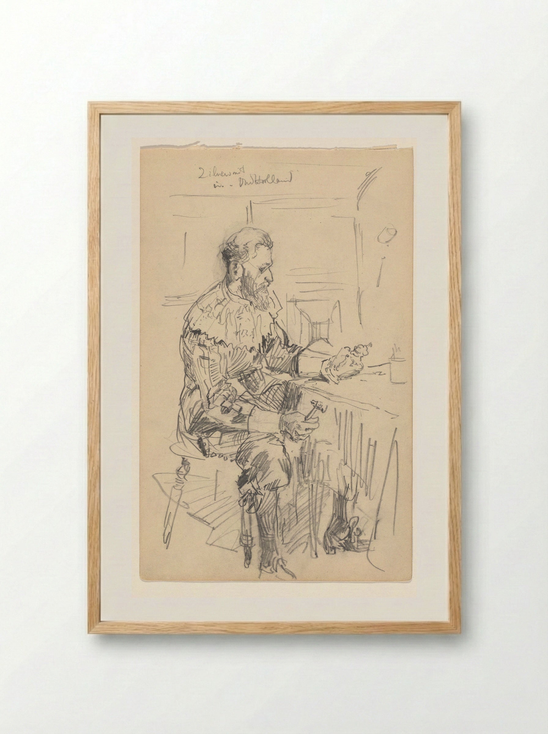 Zilversmid in de nagebouwde stad Oud-Holland op de Wereldtentoonstelling voor het Hotel- en Reiswezen van 1895 - Jan Hoynck van Papendrecht - Framed Print Wood