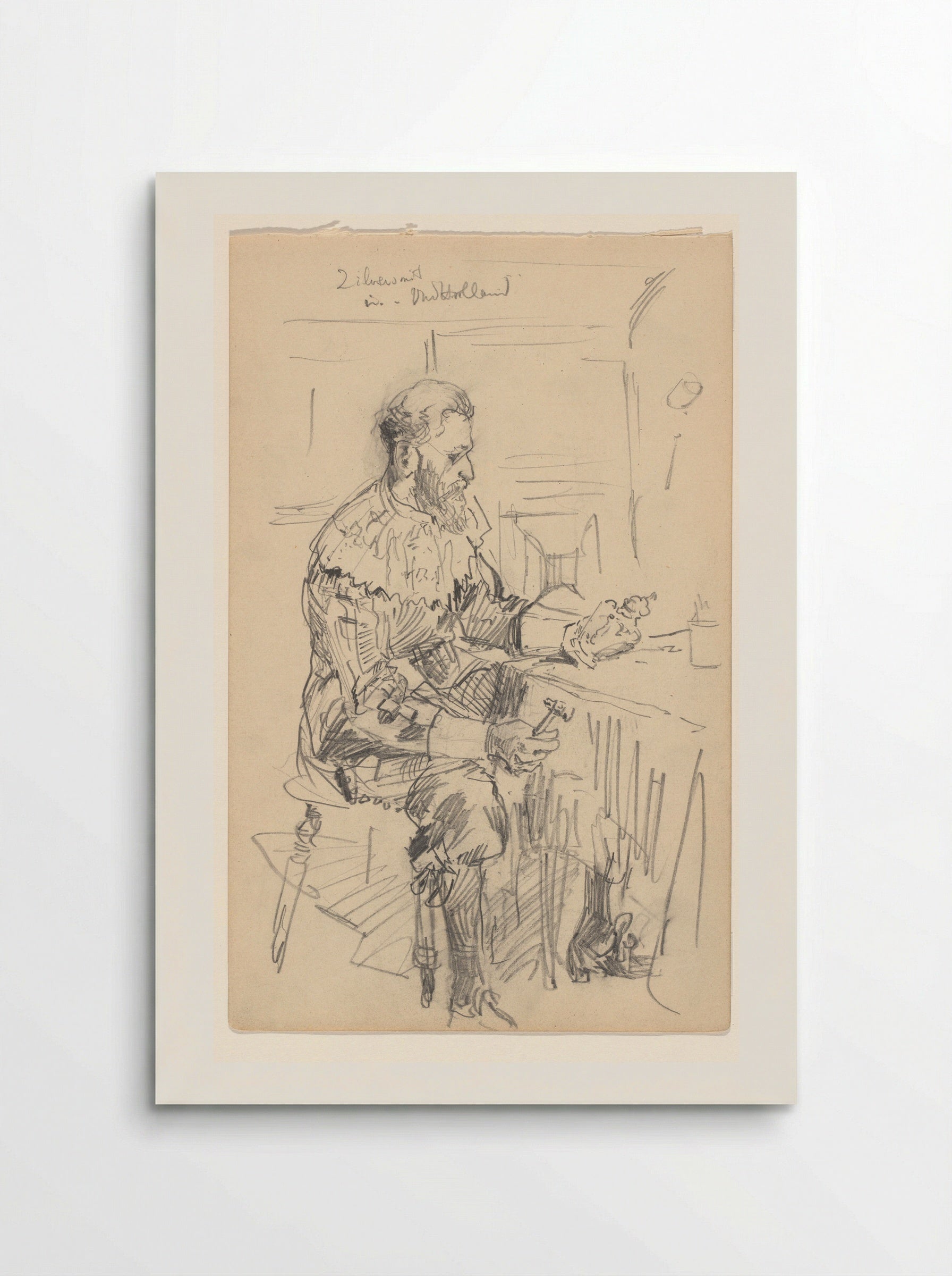 Zilversmid in de nagebouwde stad Oud-Holland op de Wereldtentoonstelling voor het Hotel- en Reiswezen van 1895 - Jan Hoynck van Papendrecht - Poster