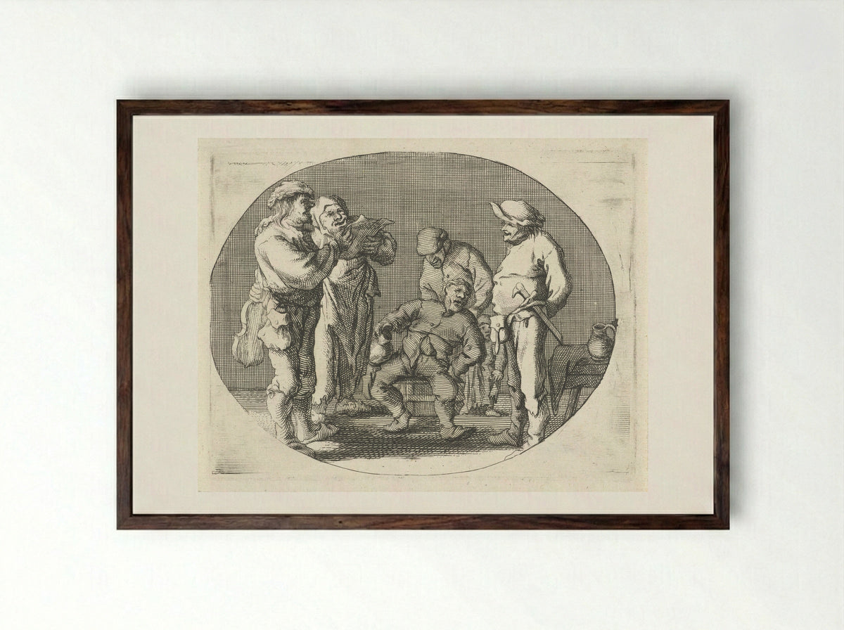 Zingend boerengezelschap (Singing Peasant Company) - Cornelis A. Hellemans - Framed Print Dark Wood