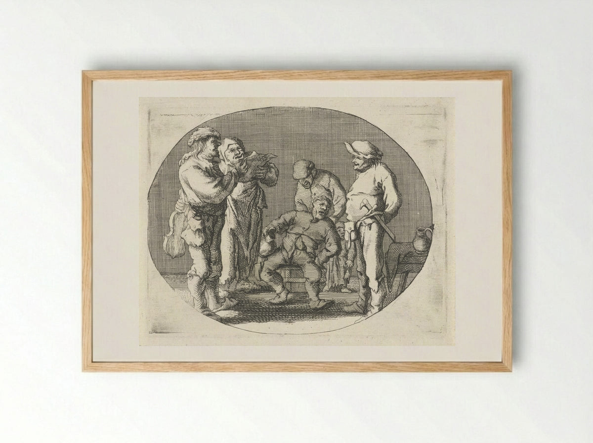Zingend boerengezelschap (Singing Peasant Company) - Cornelis A. Hellemans - Framed Print Wood